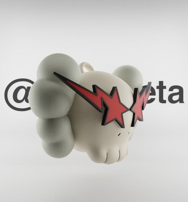 Kaws Keychain Bape Companion Textured Low-poly 3D model_32