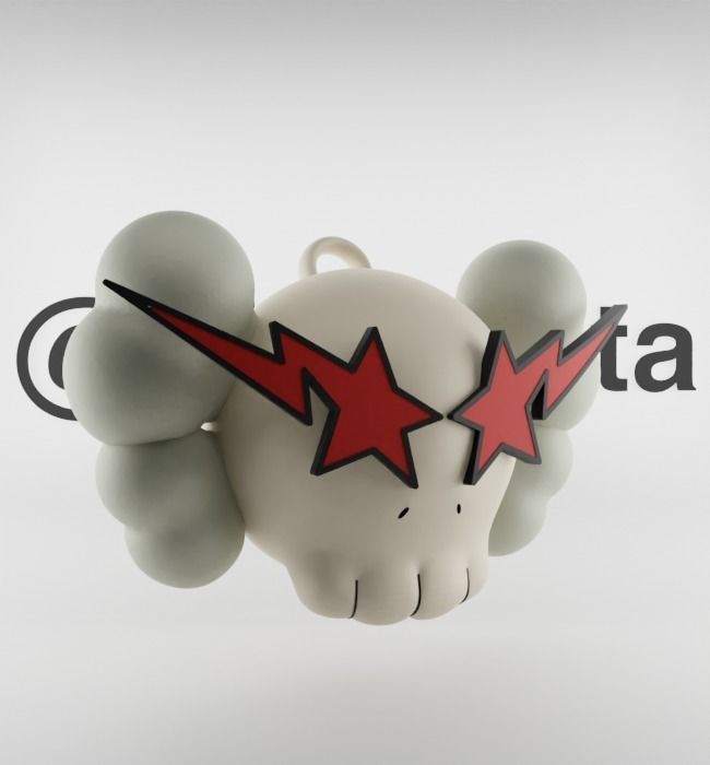 Kaws Keychain Bape Companion Textured Low-poly 3D model_34