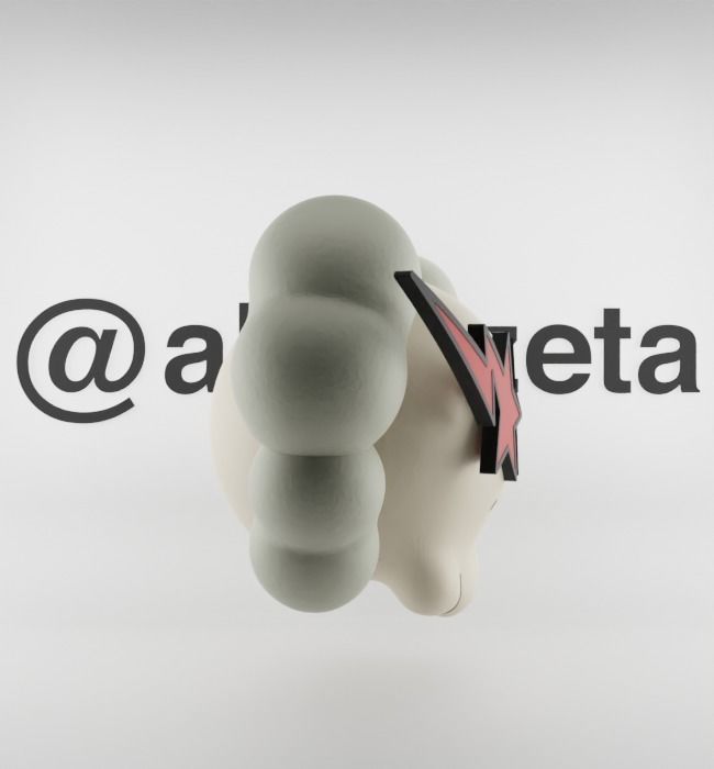 Kaws Keychain Bape Companion Textured Low-poly 3D model_29