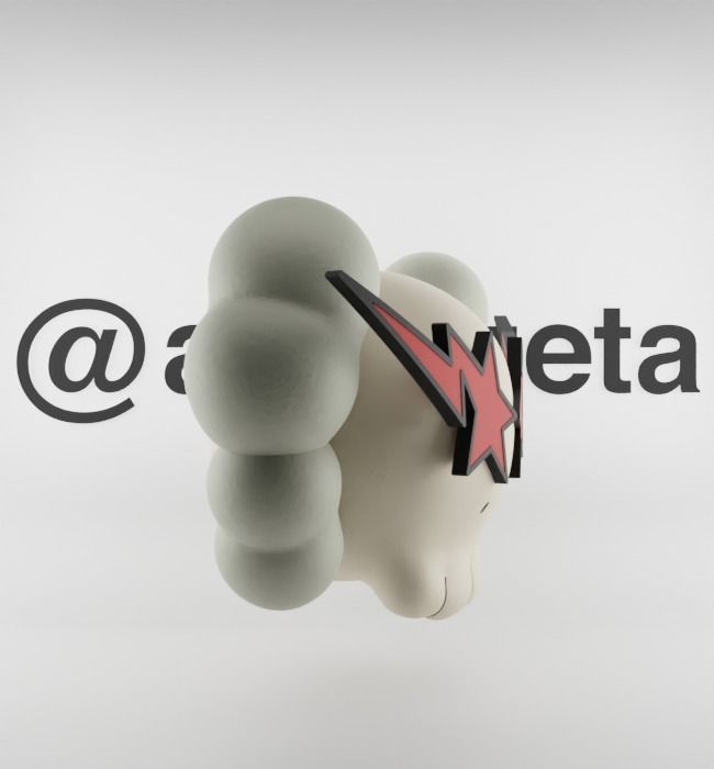 Kaws Keychain Bape Companion Textured Low-poly 3D model_30