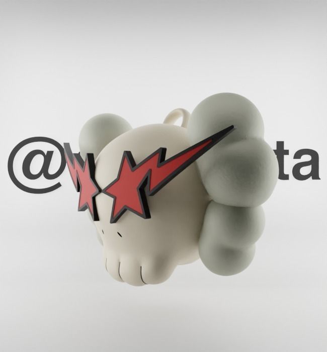 Kaws Keychain Bape Companion Textured Low-poly 3D model_6