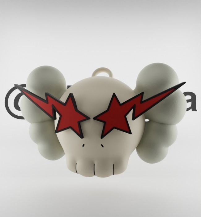 Kaws Keychain Bape Companion Textured Low-poly 3D model_2