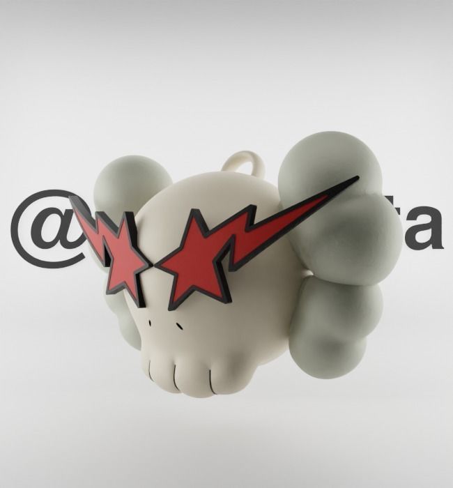 Kaws Keychain Bape Companion Textured Low-poly 3D model_5