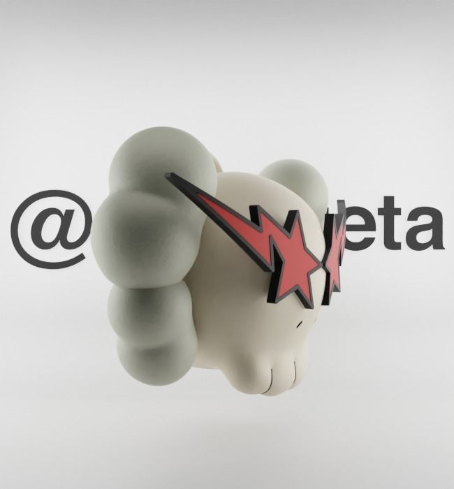 Kaws Keychain Bape Companion Textured Low-poly 3D model_31