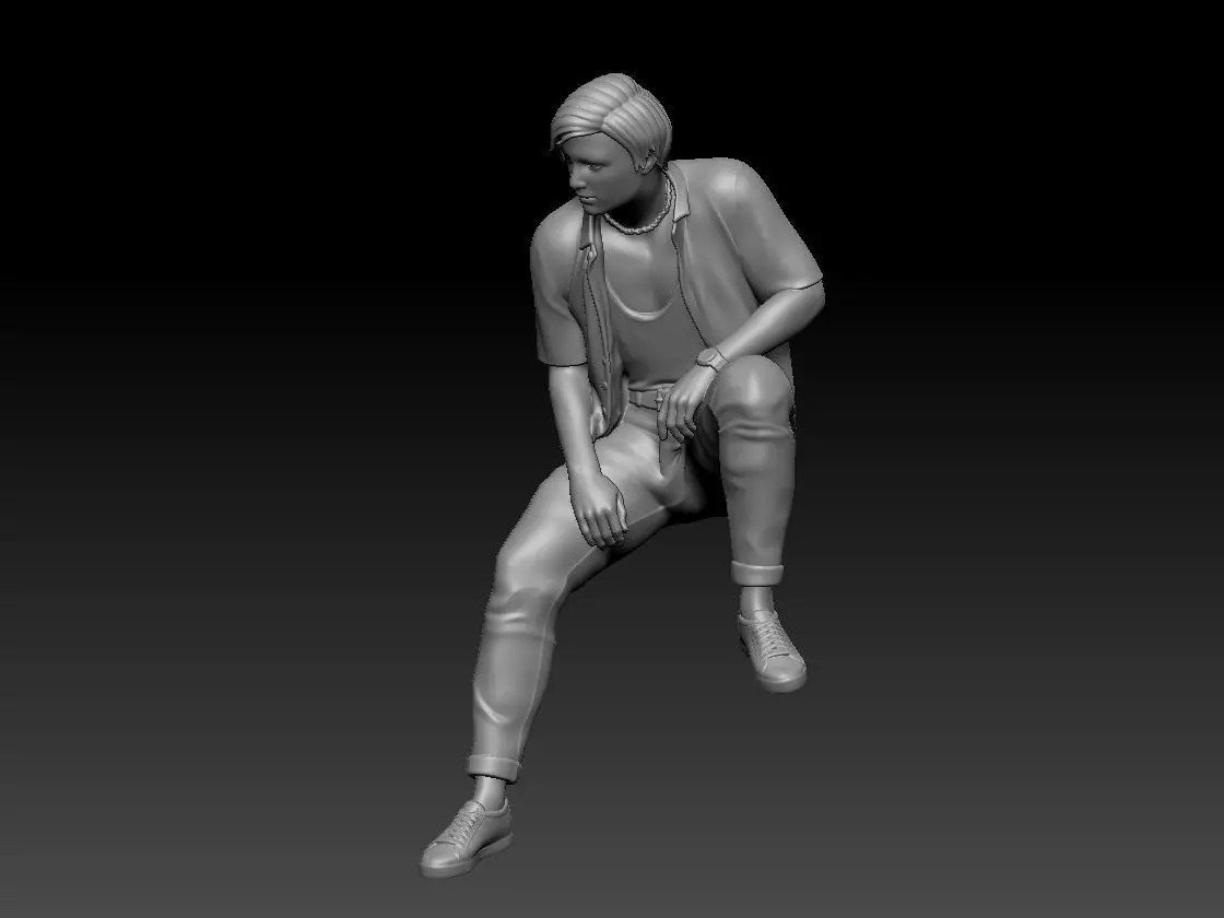 man sit new  3D print model_0