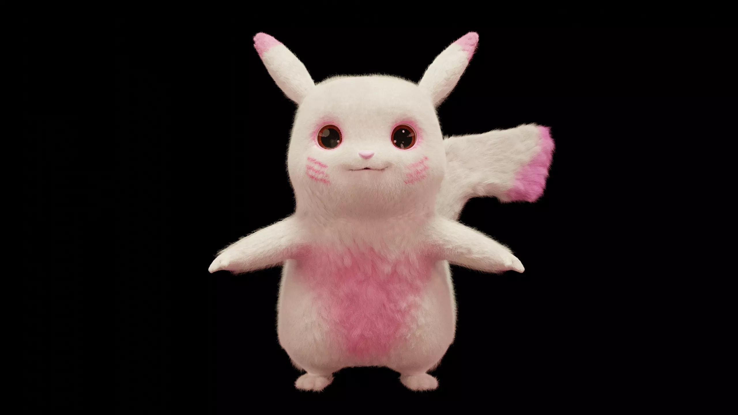 Pikachu Model With Fur Low-poly 3D model