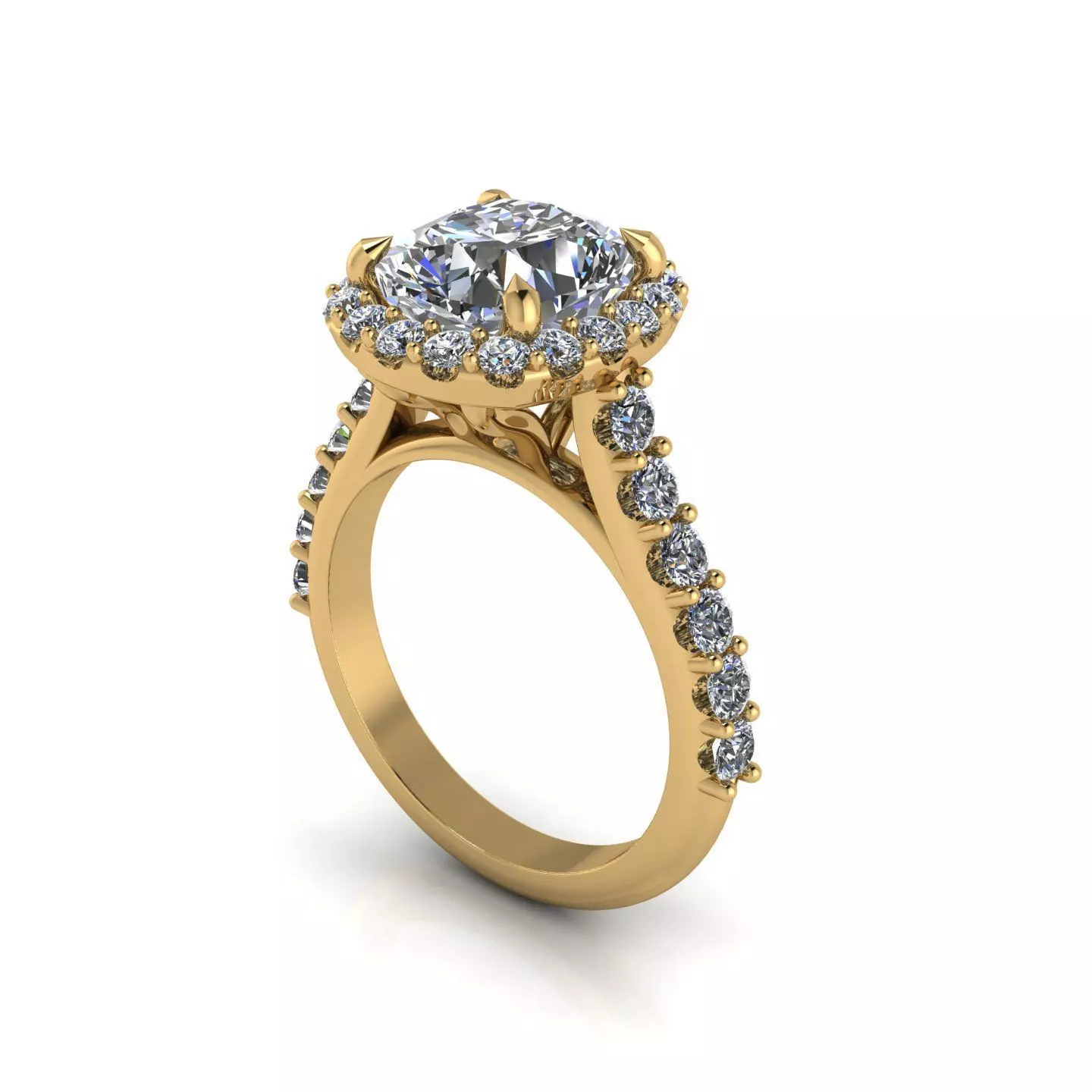 Halo Pav Diamond Ring 3D print model_0