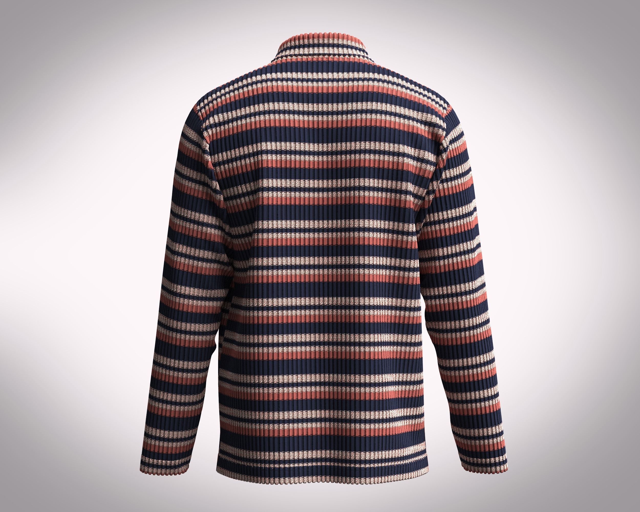 Mens Long Sleeve Knitted Polo 3D model_3