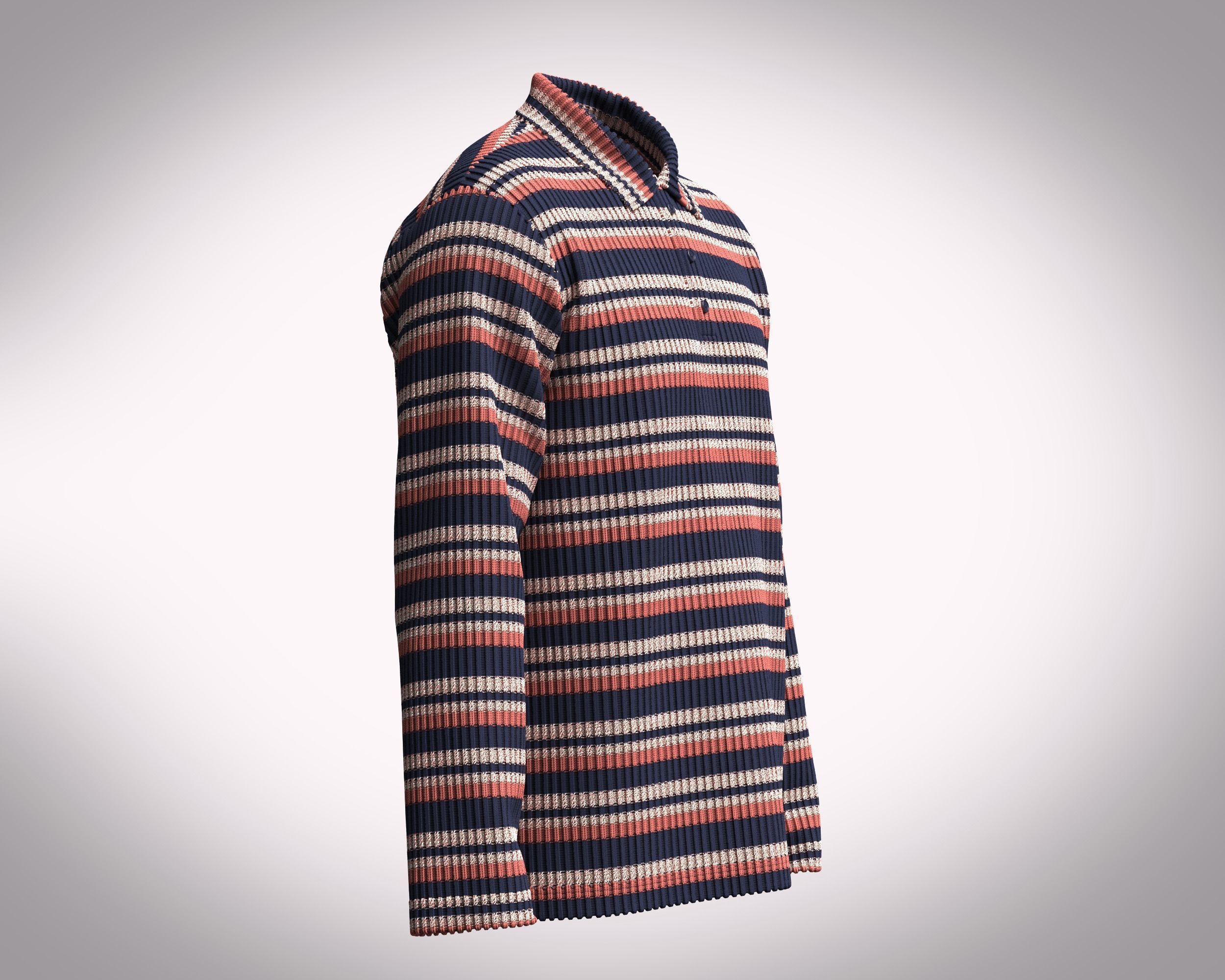 Mens Long Sleeve Knitted Polo 3D model_1