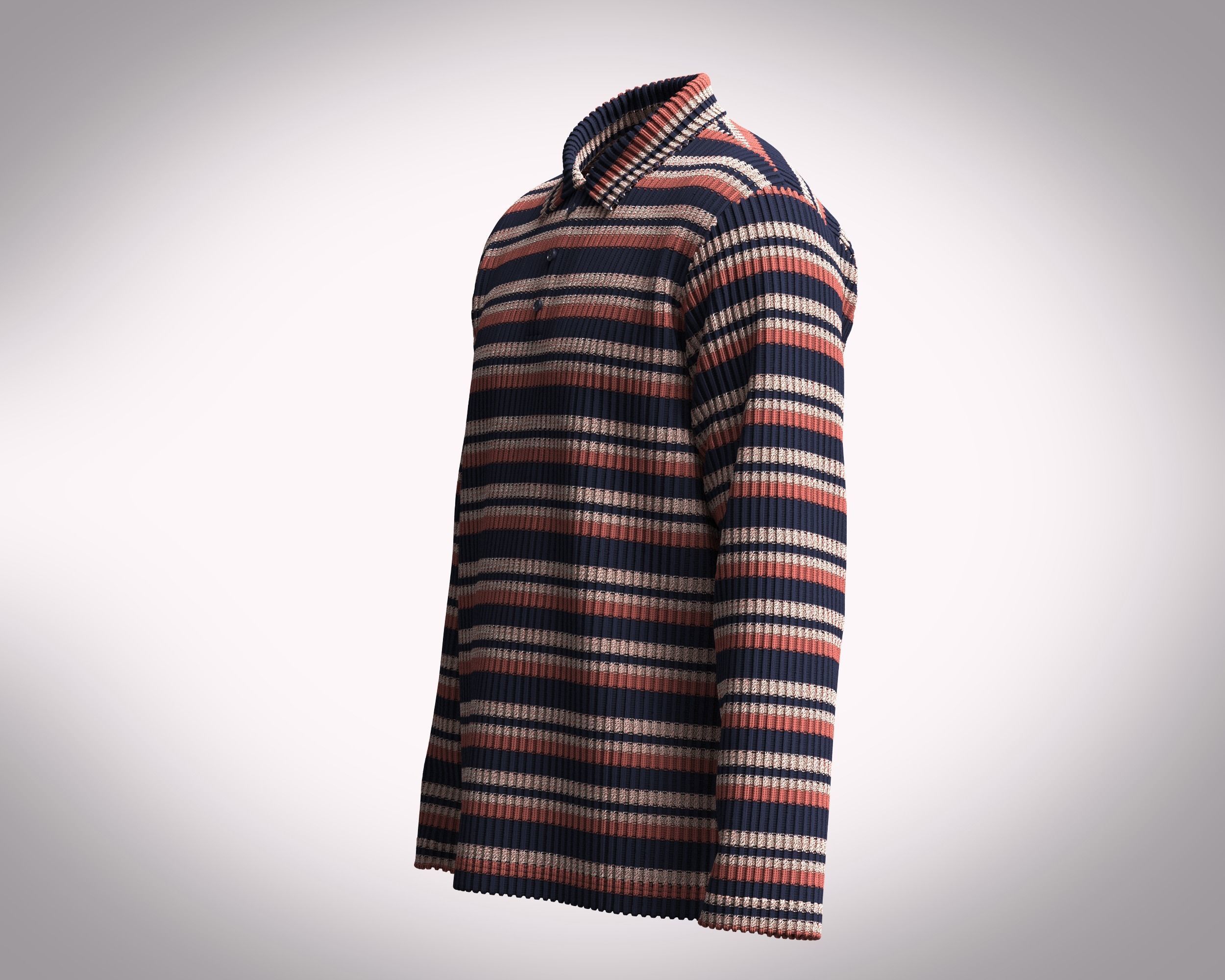 Mens Long Sleeve Knitted Polo 3D model_5