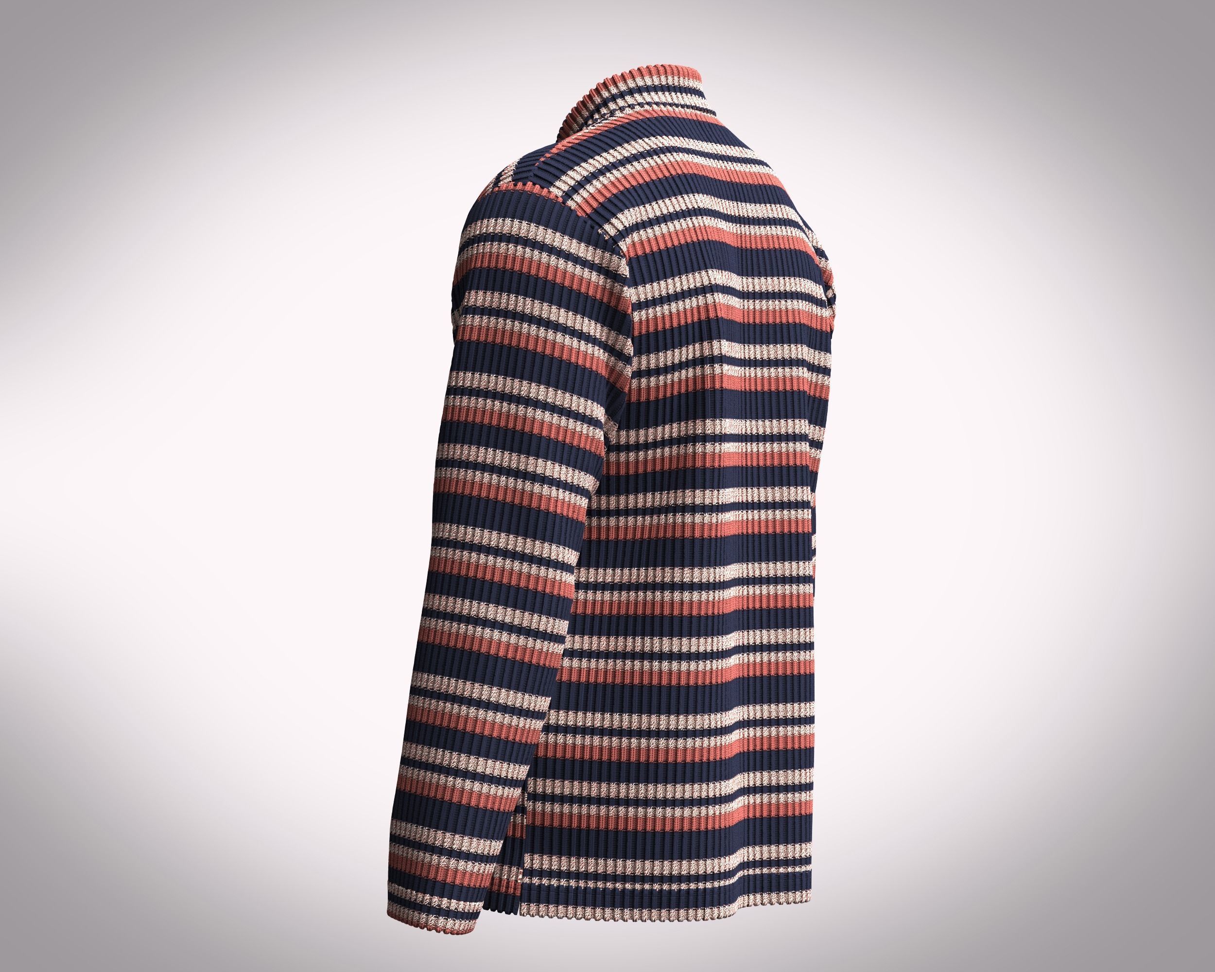 Mens Long Sleeve Knitted Polo 3D model_4