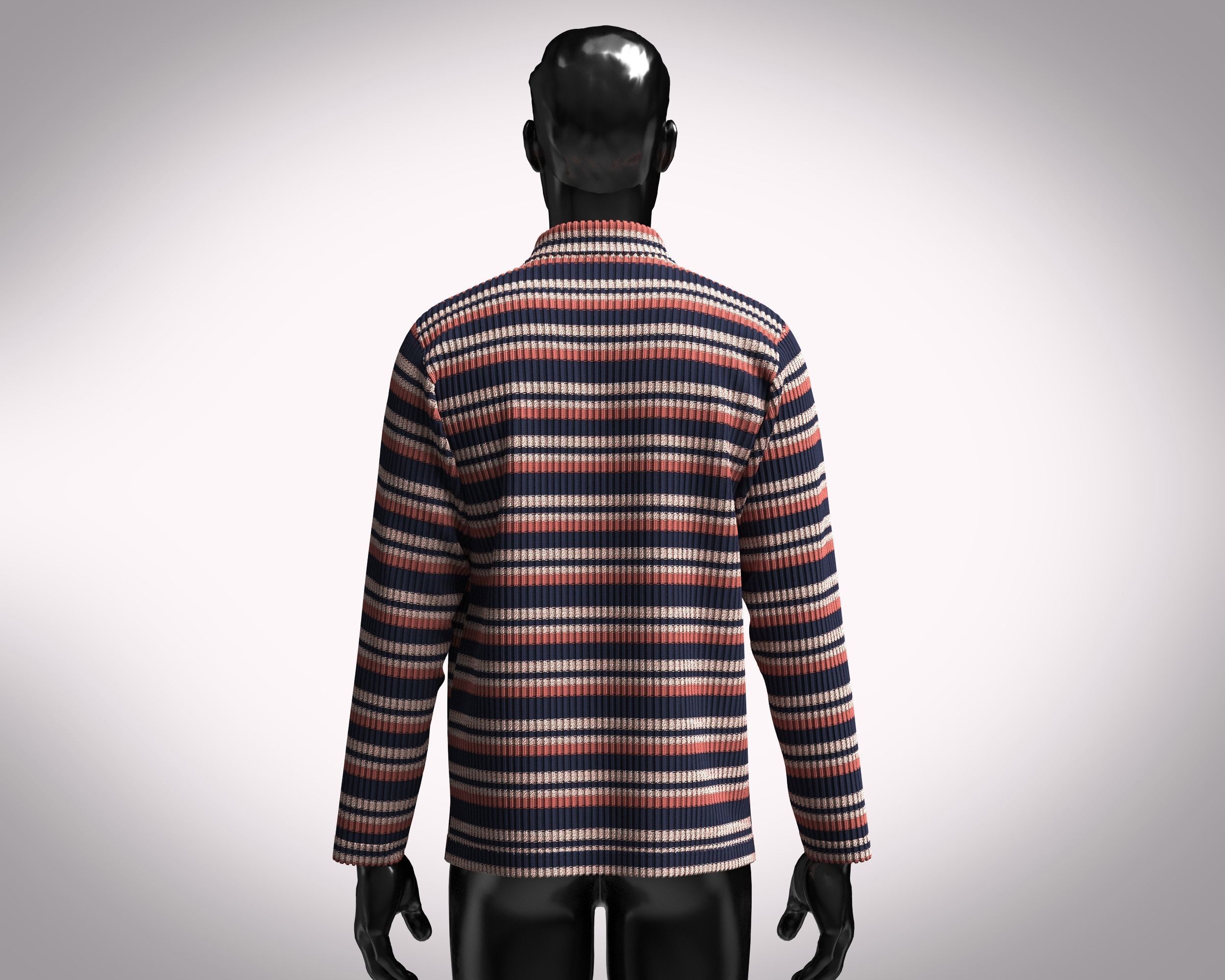 Mens Long Sleeve Knitted Polo 3D model_8