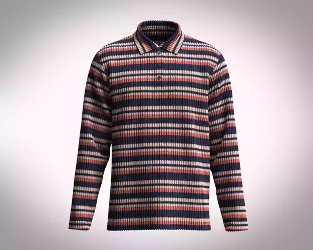Mens Long Sleeve Knitted Polo 3D model