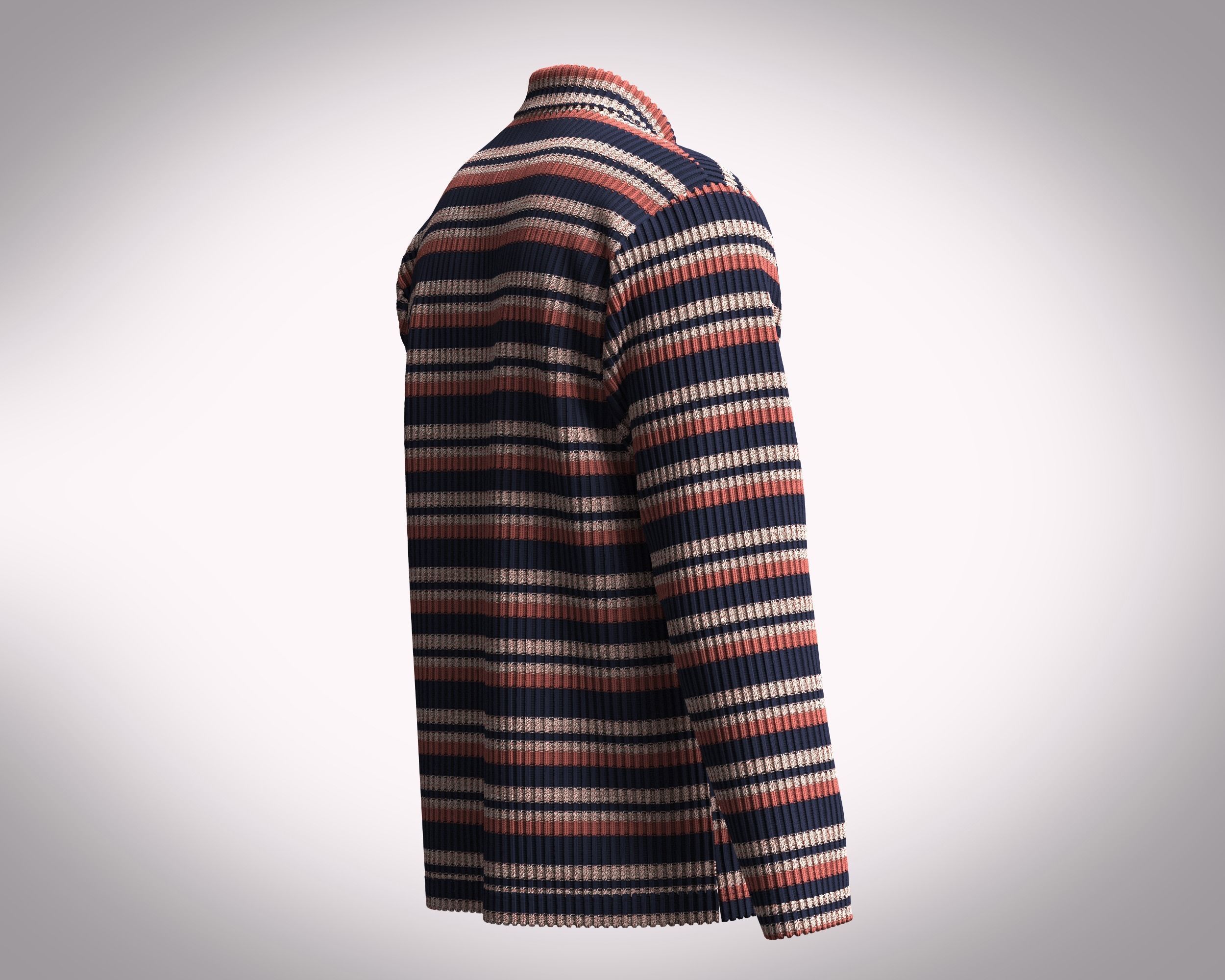 Mens Long Sleeve Knitted Polo 3D model_2
