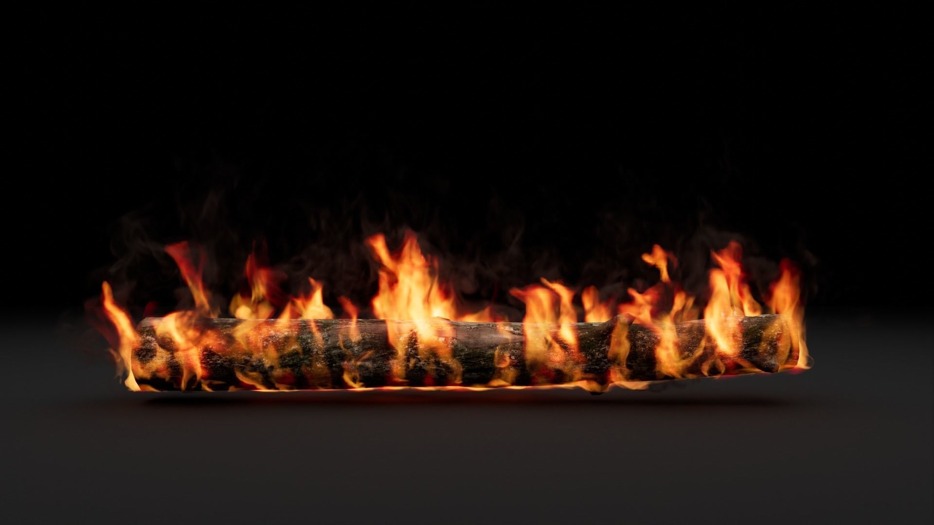 High-Resolution Burning log - vdb animated 3D model_7