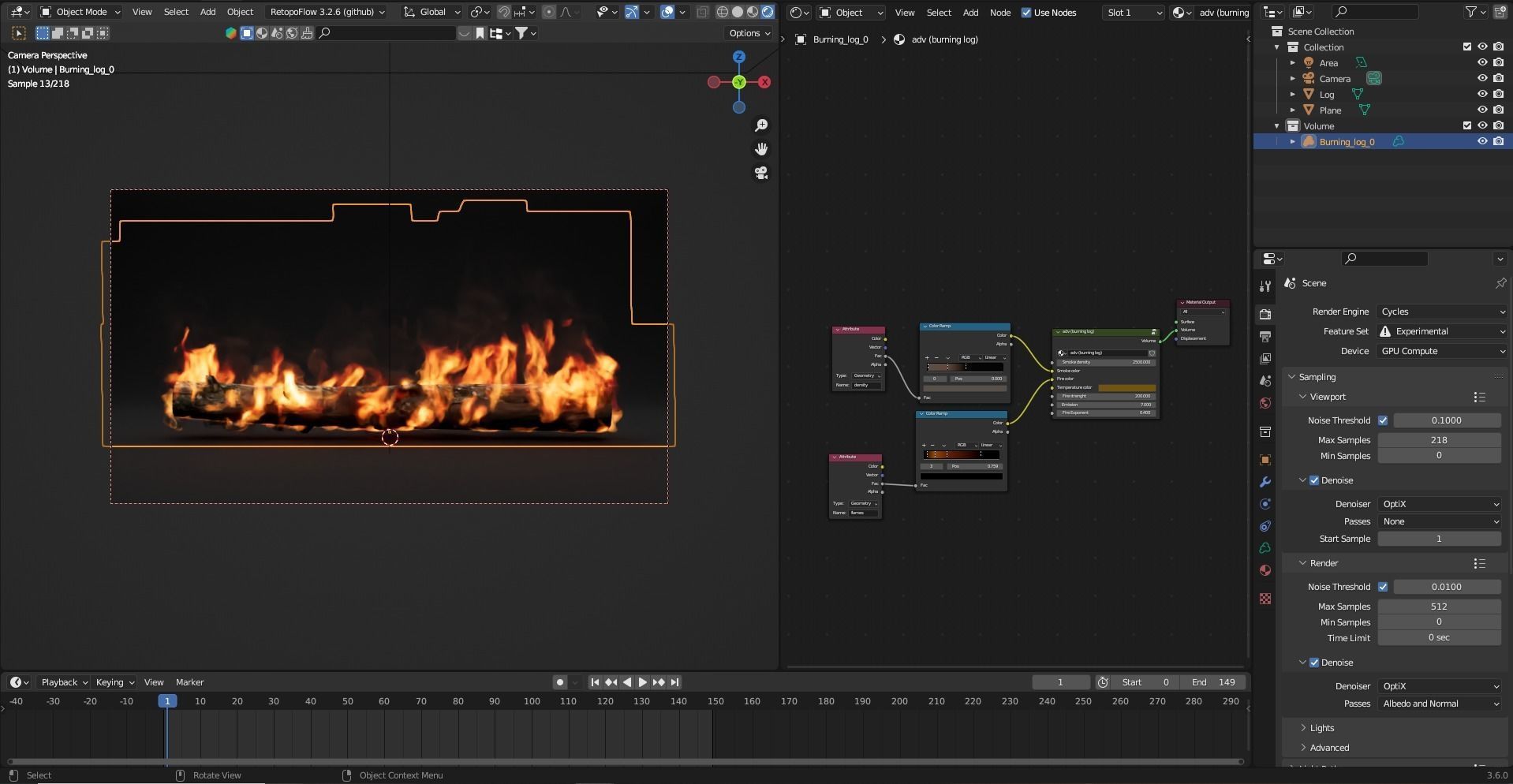 High-Resolution Burning log - vdb animated 3D model_4
