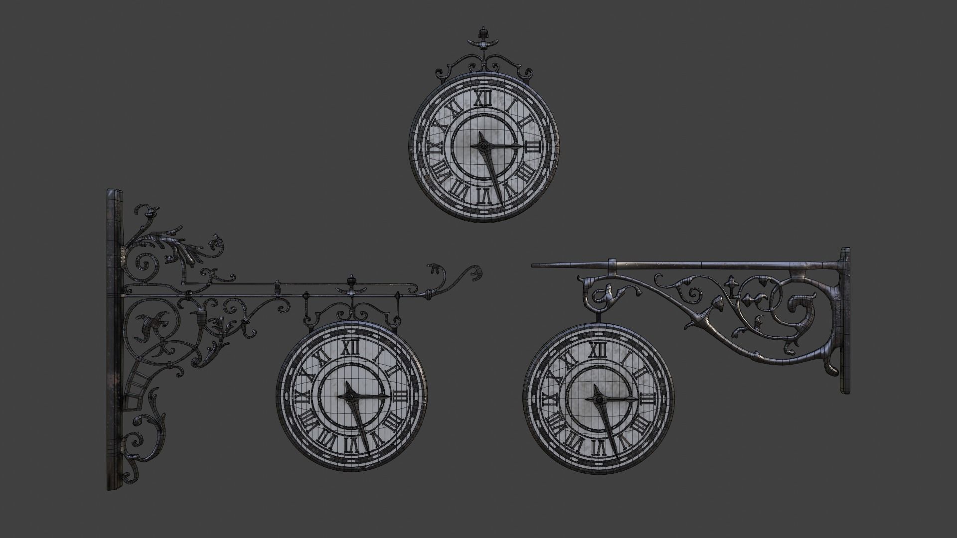 Public Street Clocks Low-poly 3D model_15