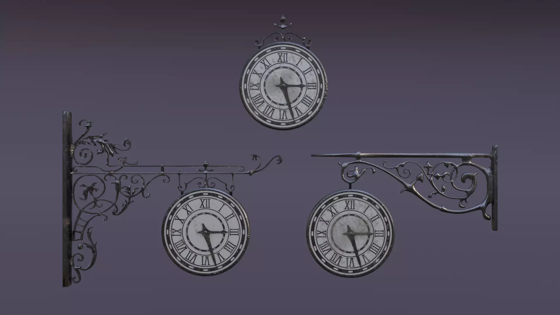Public Street Clocks Low-poly 3D model_0