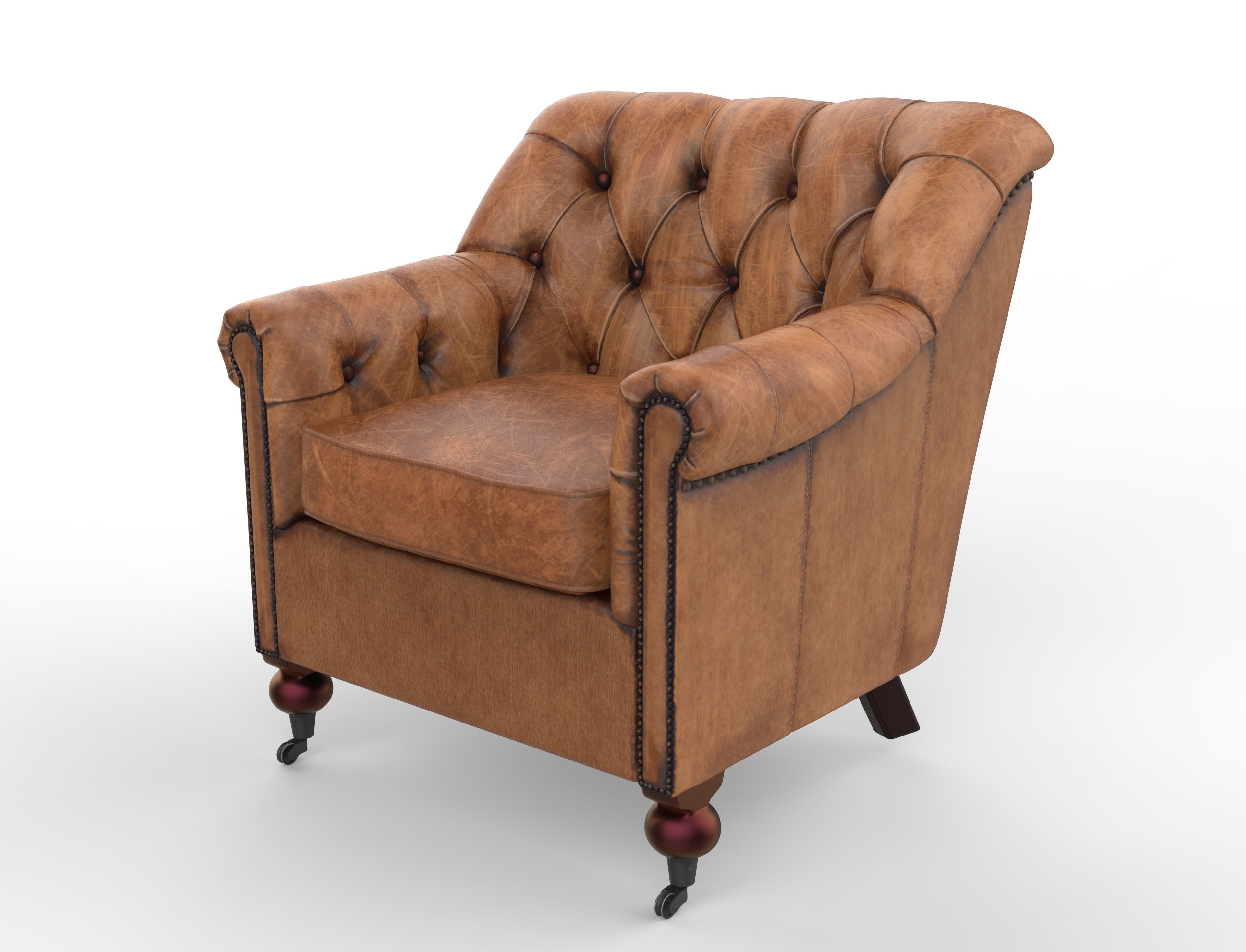 Leather sofa Low-poly 3D model_1