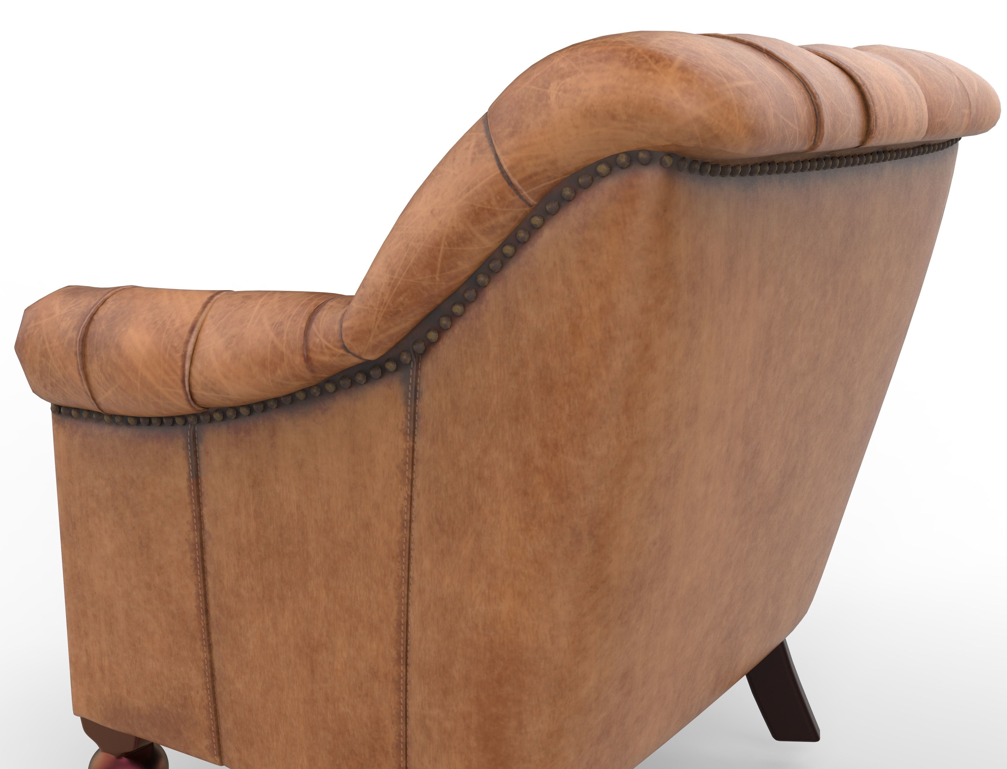 Leather sofa Low-poly 3D model_4