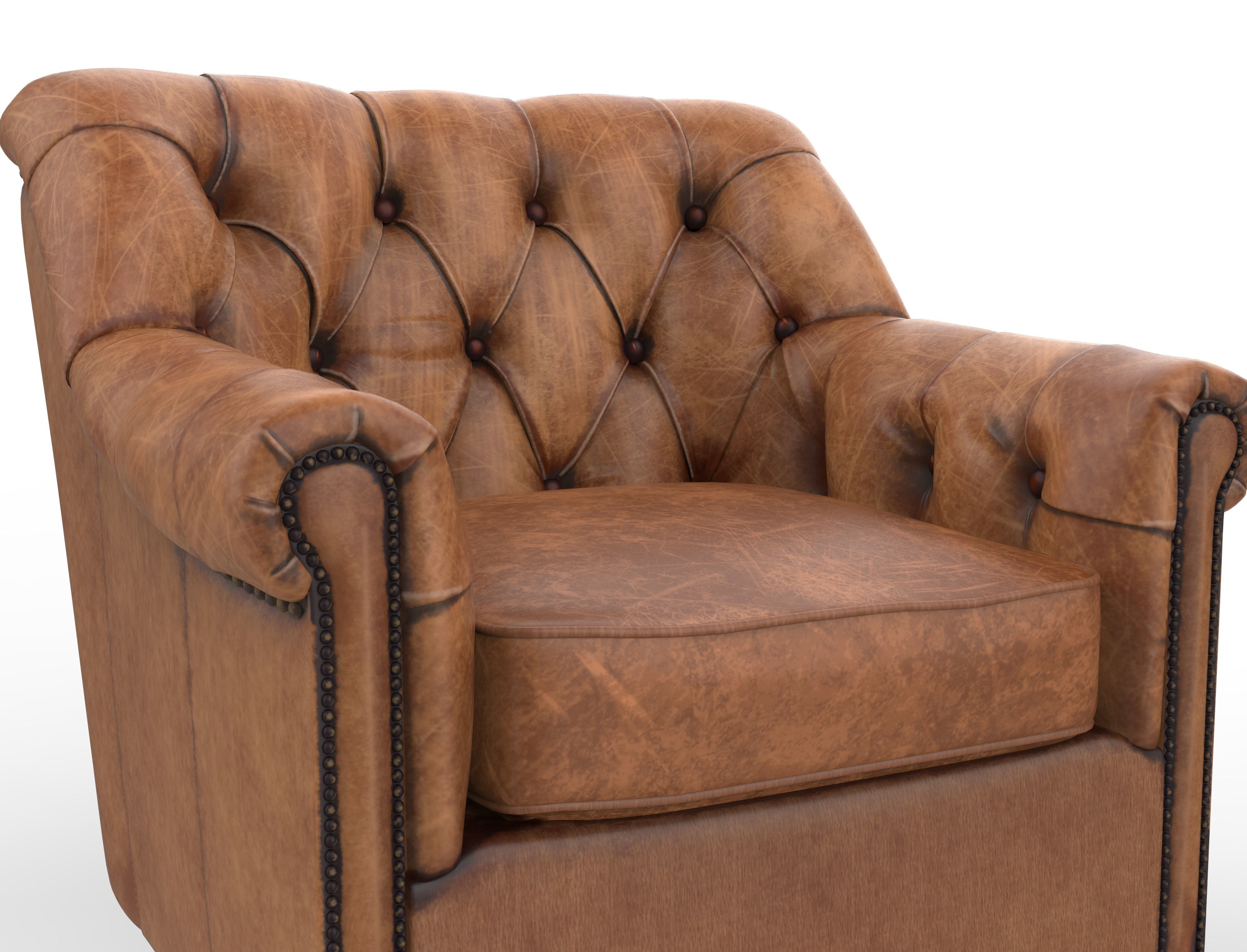 Leather sofa Low-poly 3D model_5