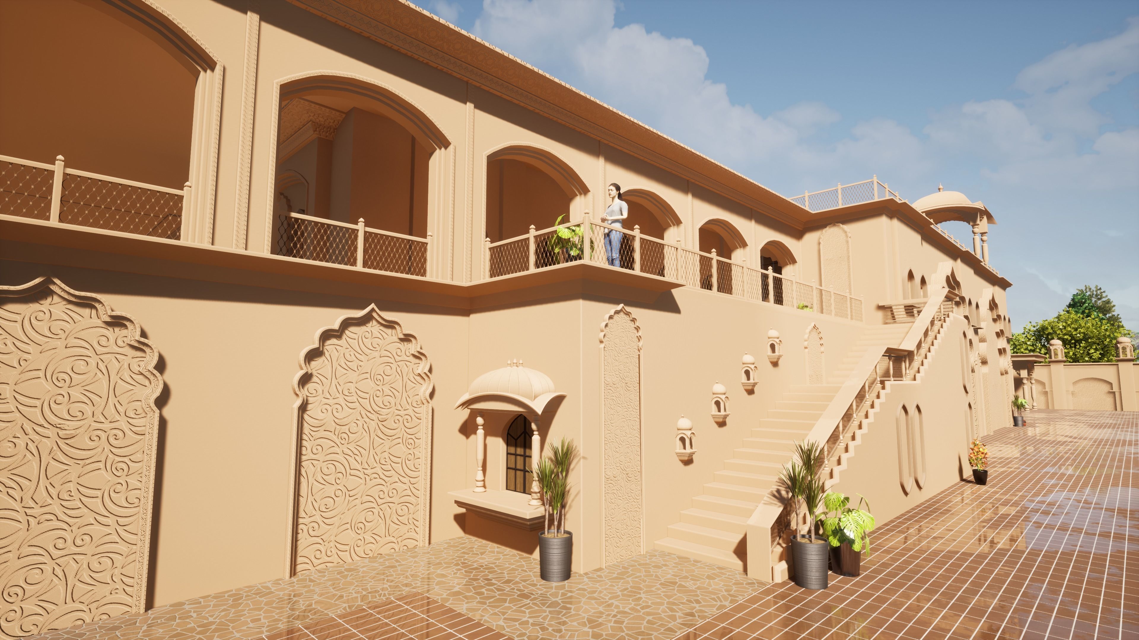 Indian rajasthani grand Palace  3D model_7