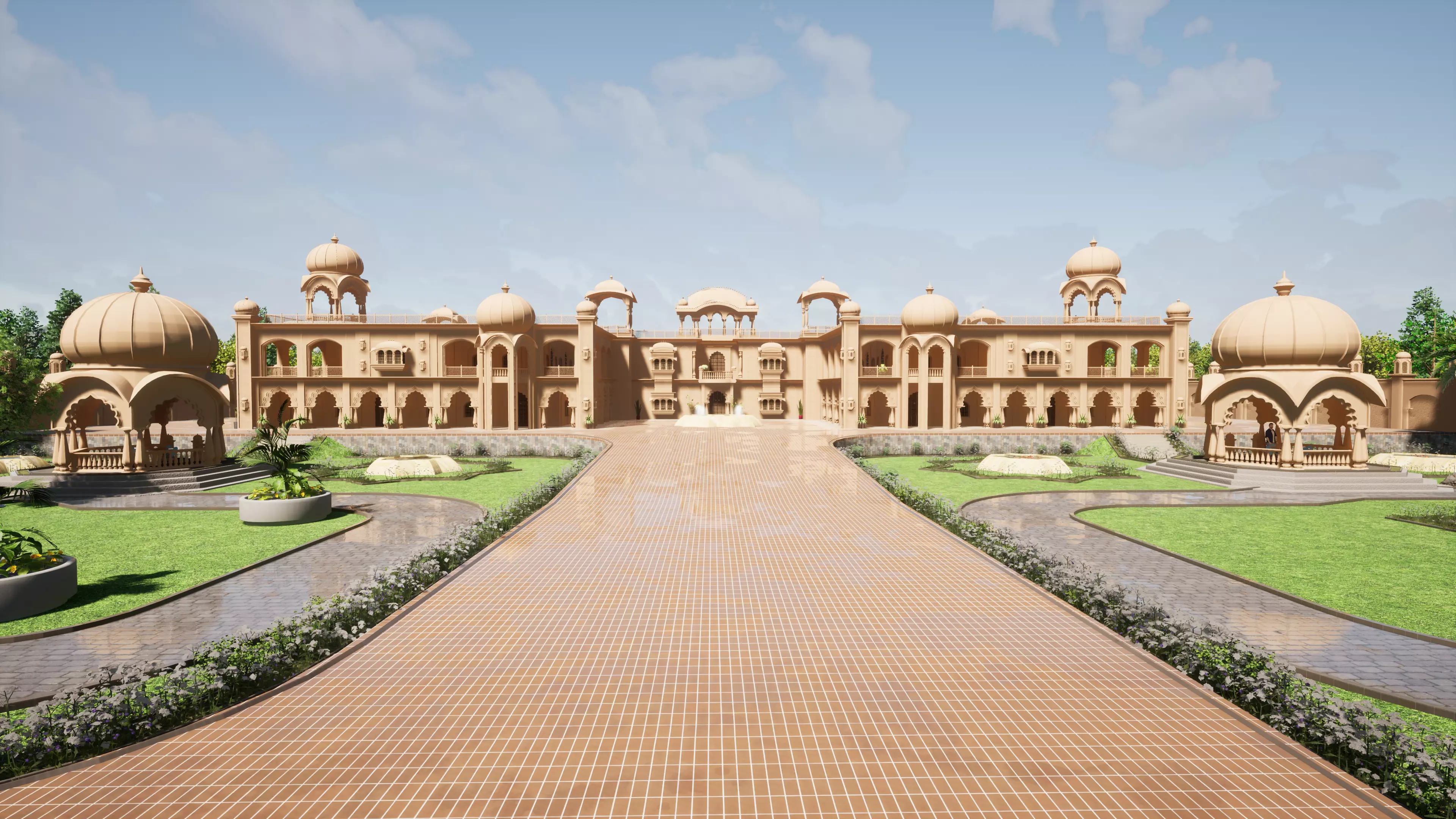 Indian rajasthani grand Palace  3D model_0