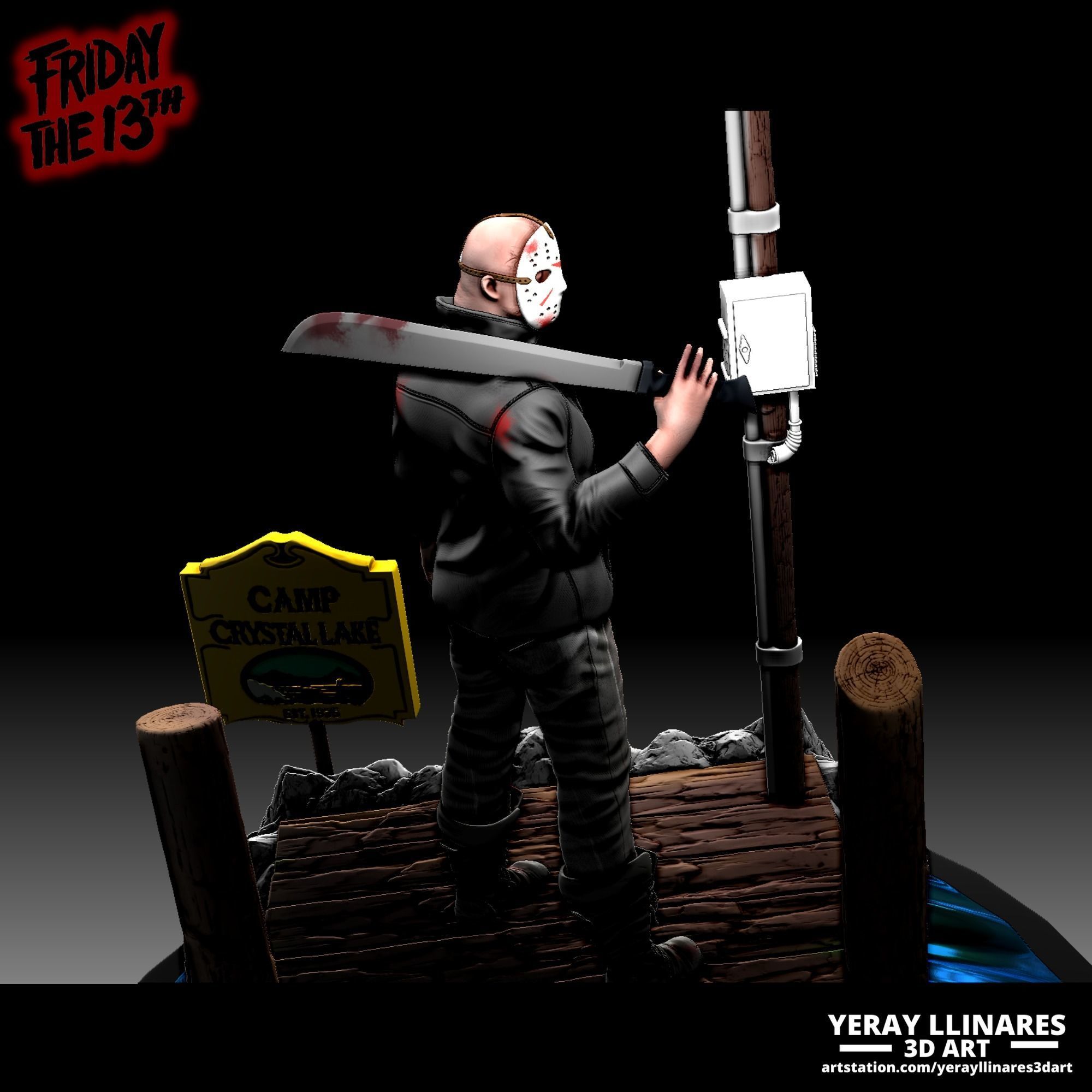 Jason Voorhees Diorama by Crystal Lake - 3D Printable 3D print model_8