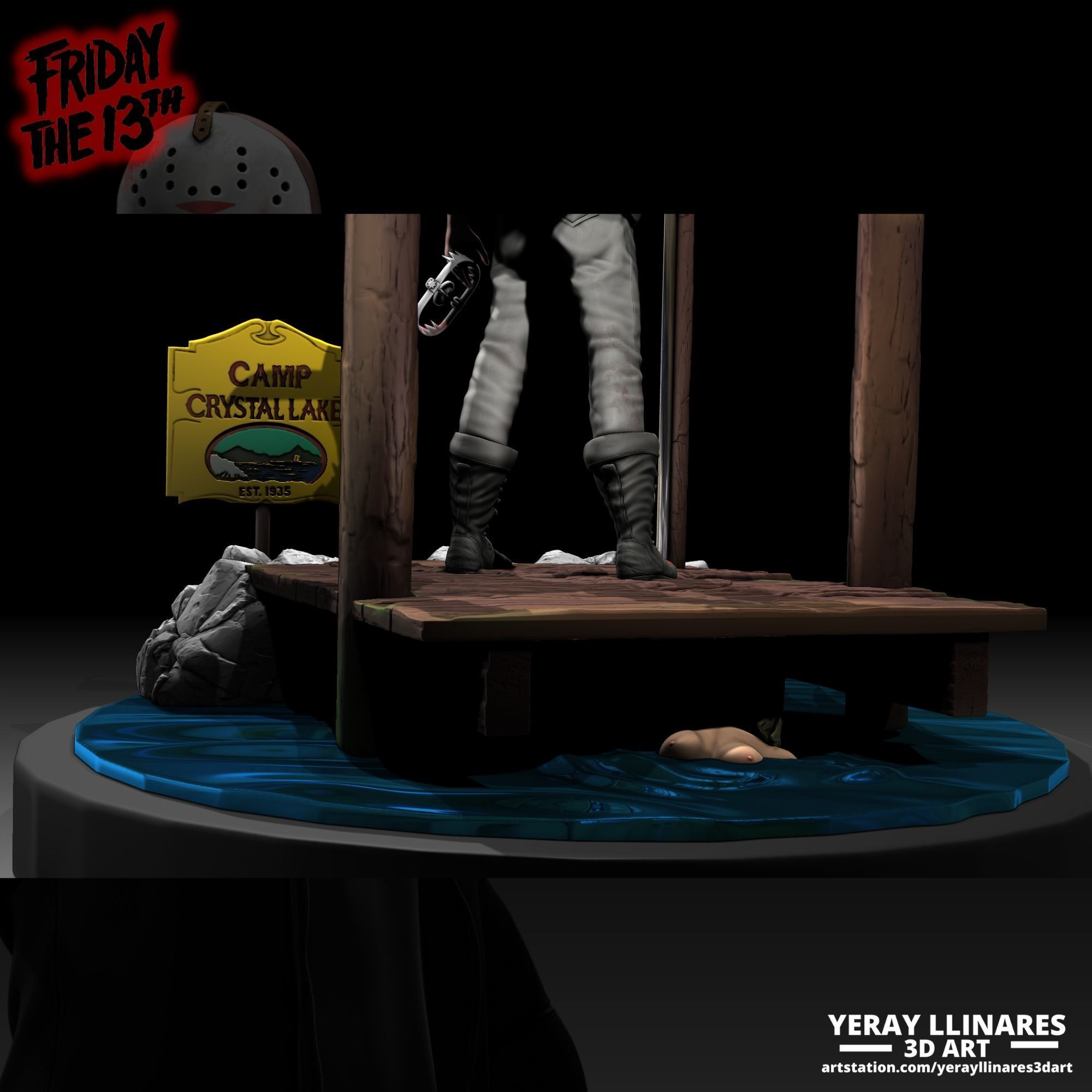 Jason Voorhees Diorama by Crystal Lake - 3D Printable 3D print model_4