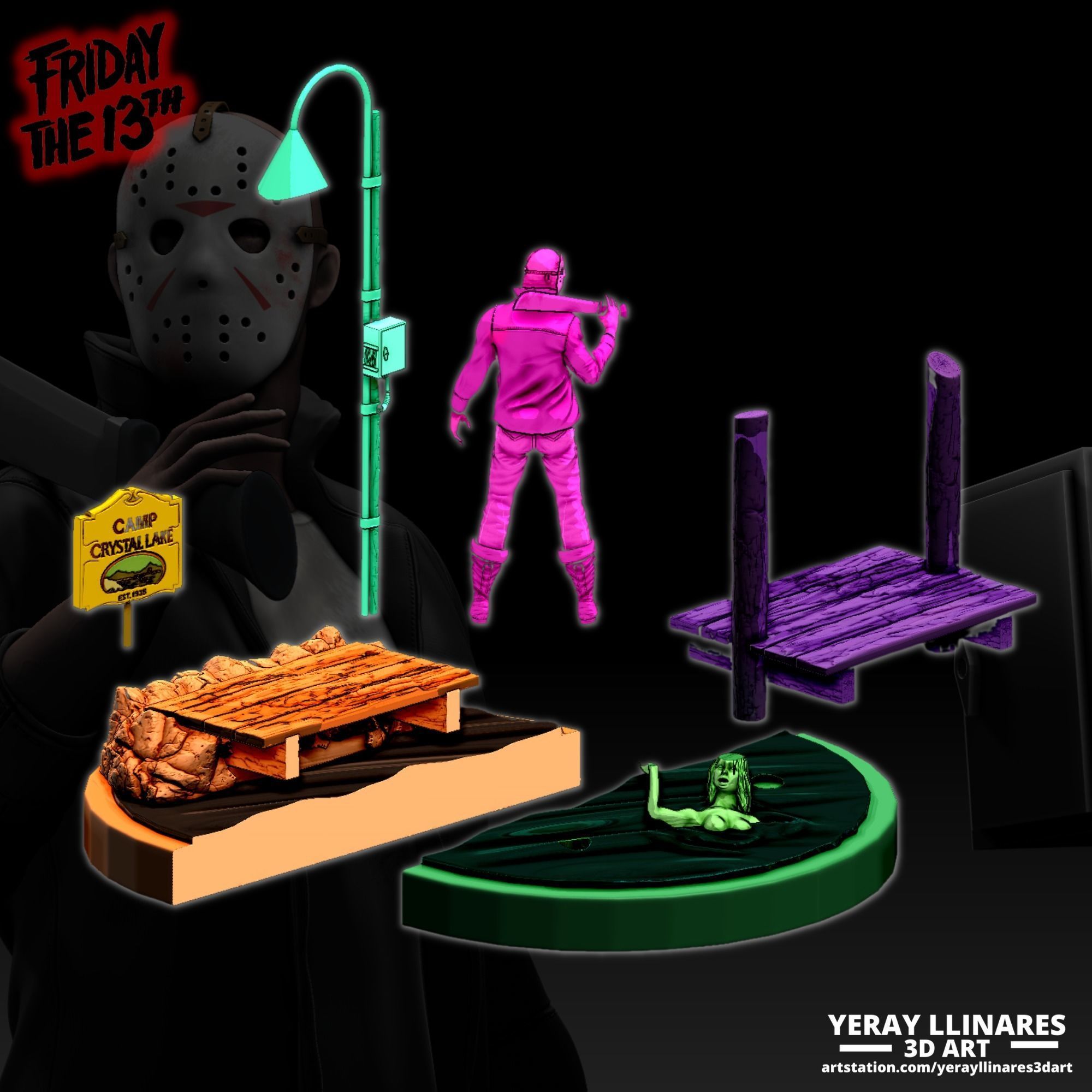 Jason Voorhees Diorama by Crystal Lake - 3D Printable 3D print model_3