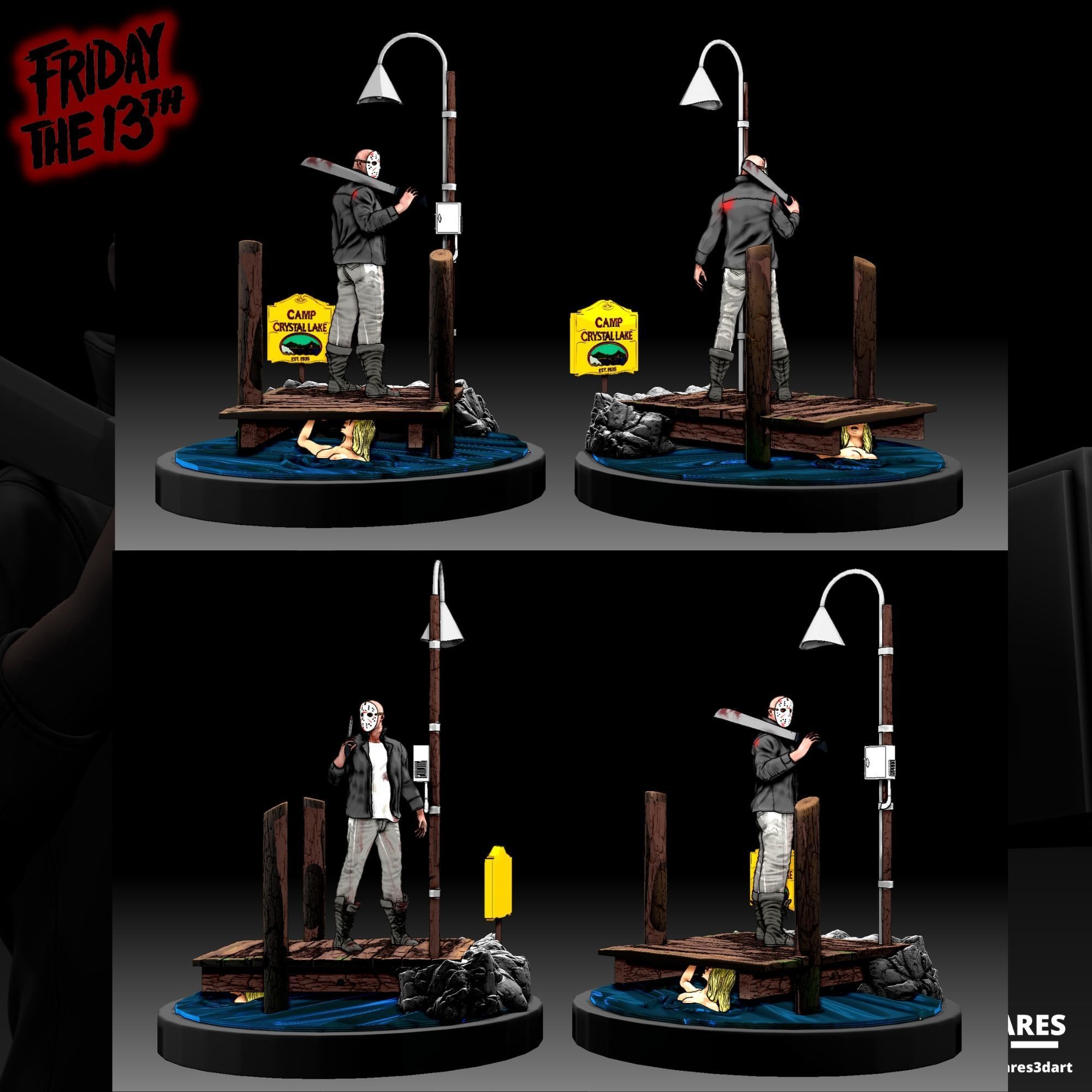 Jason Voorhees Diorama by Crystal Lake - 3D Printable 3D print model_2