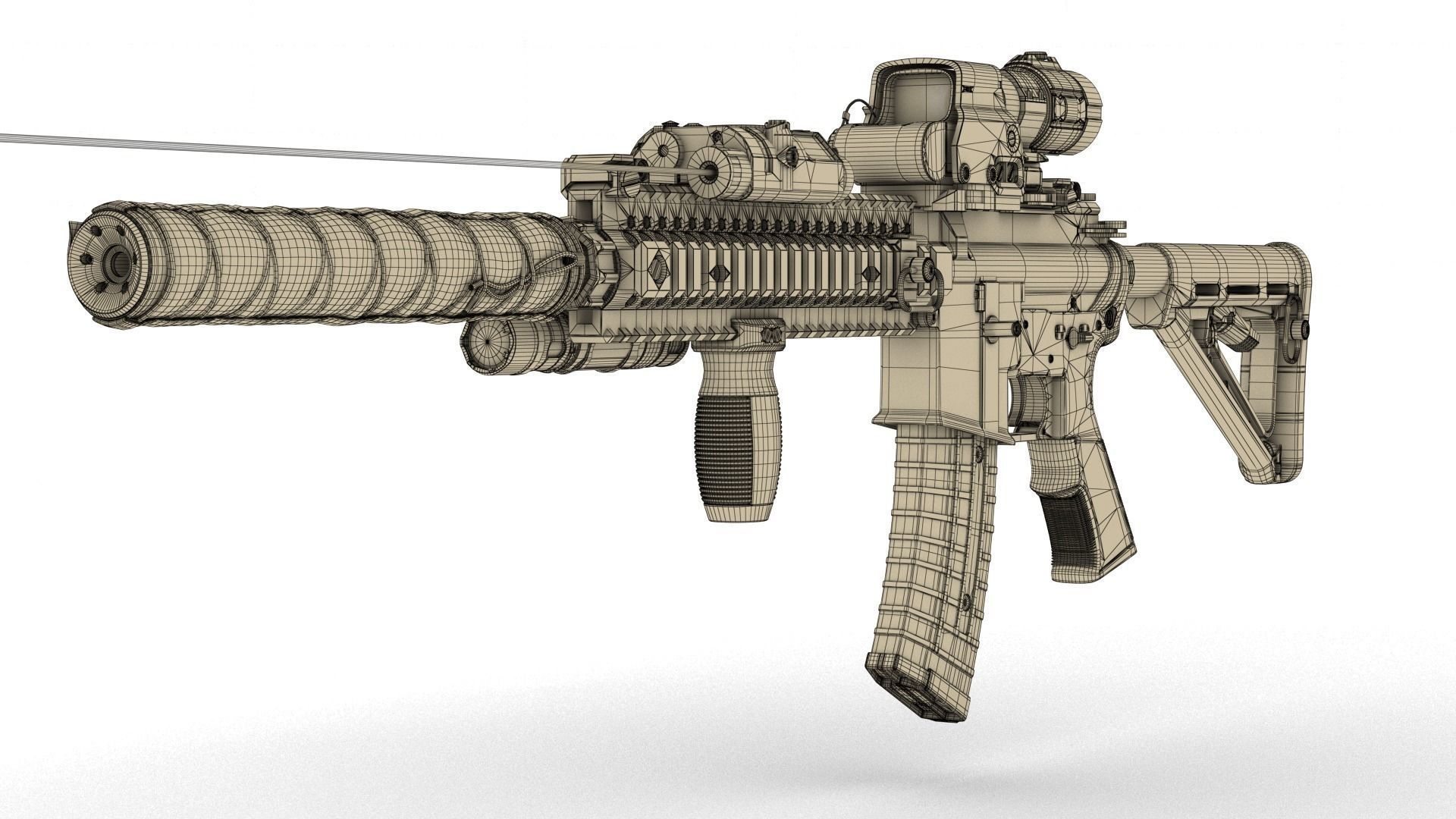 M4-A1  Low-poly 3D model_10