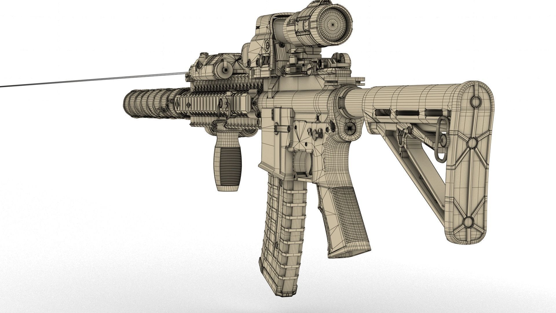 M4-A1  Low-poly 3D model_12