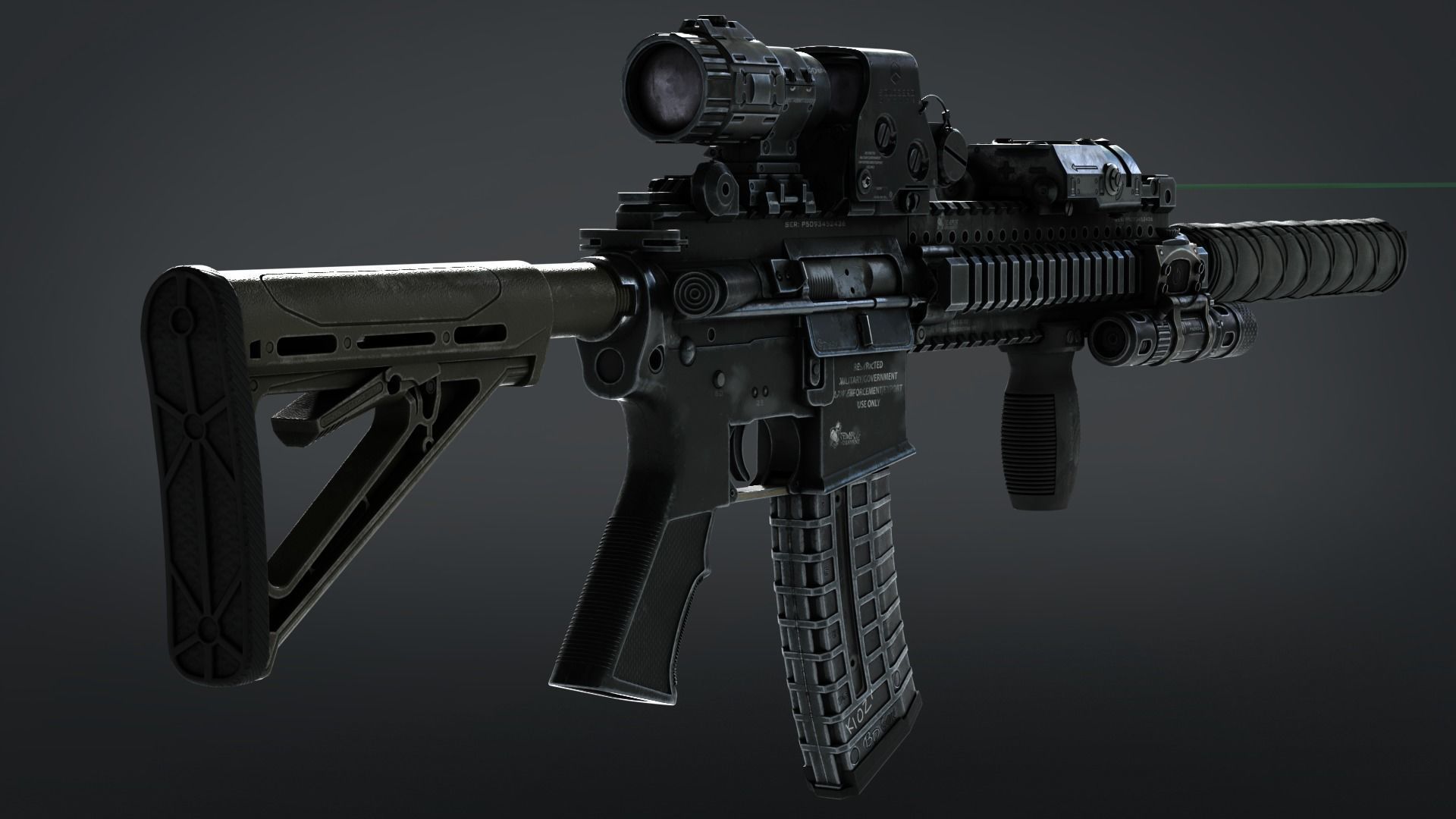 M4-A1  Low-poly 3D model_4