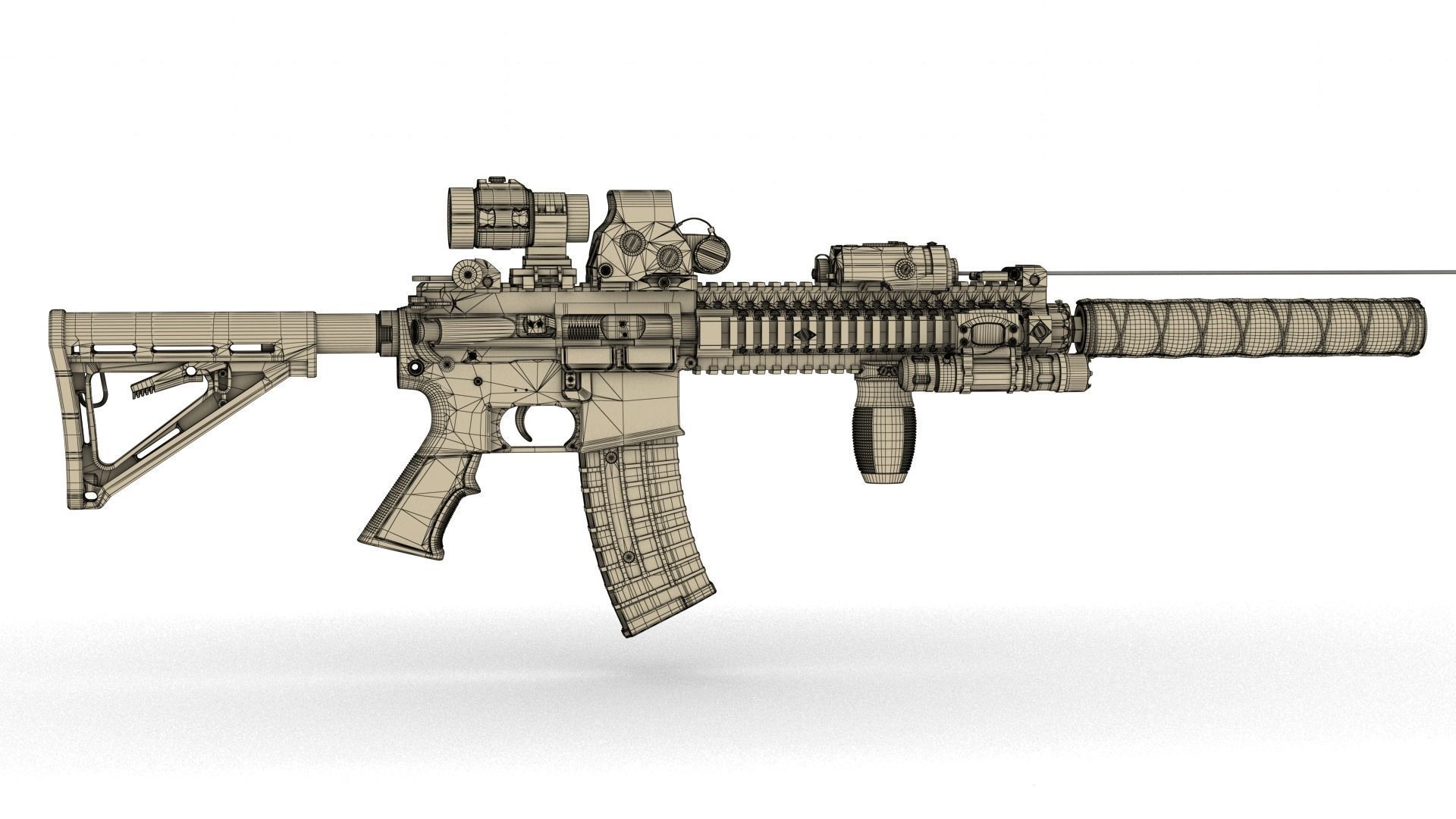 M4-A1  Low-poly 3D model_14
