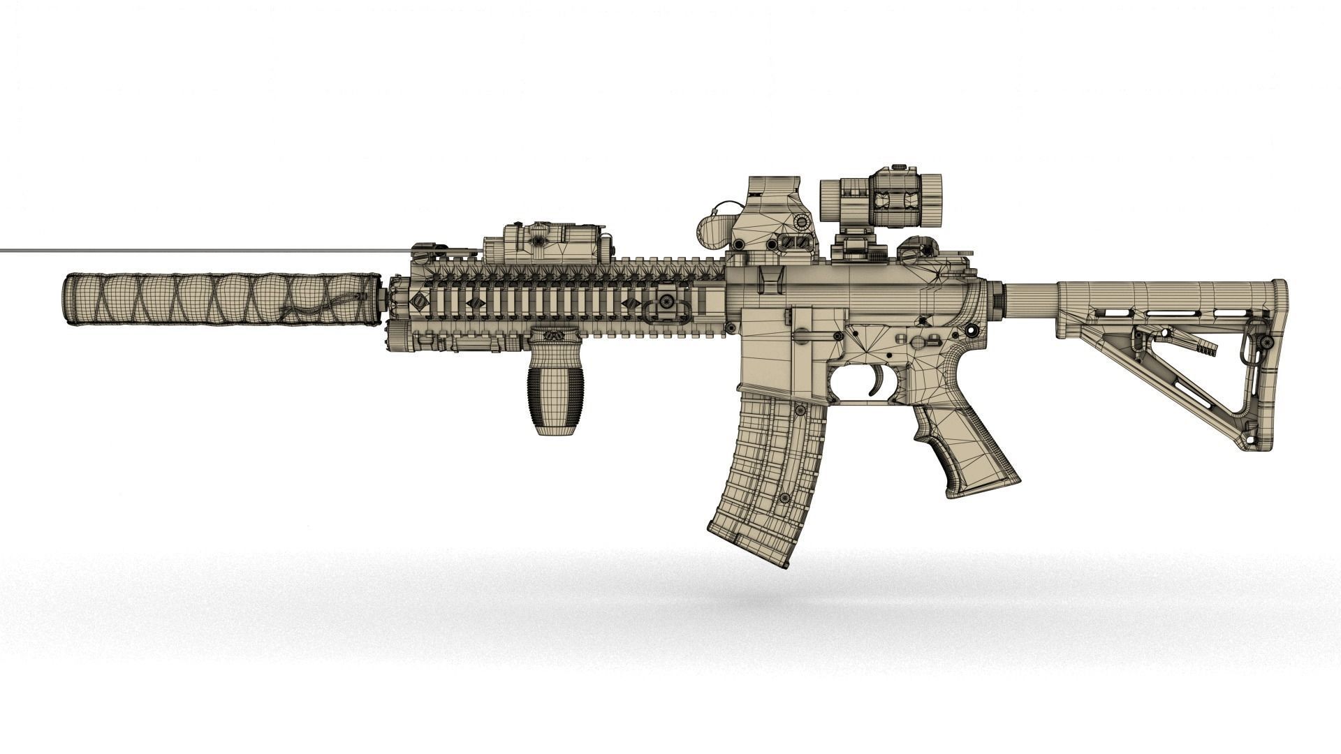 M4-A1  Low-poly 3D model_11