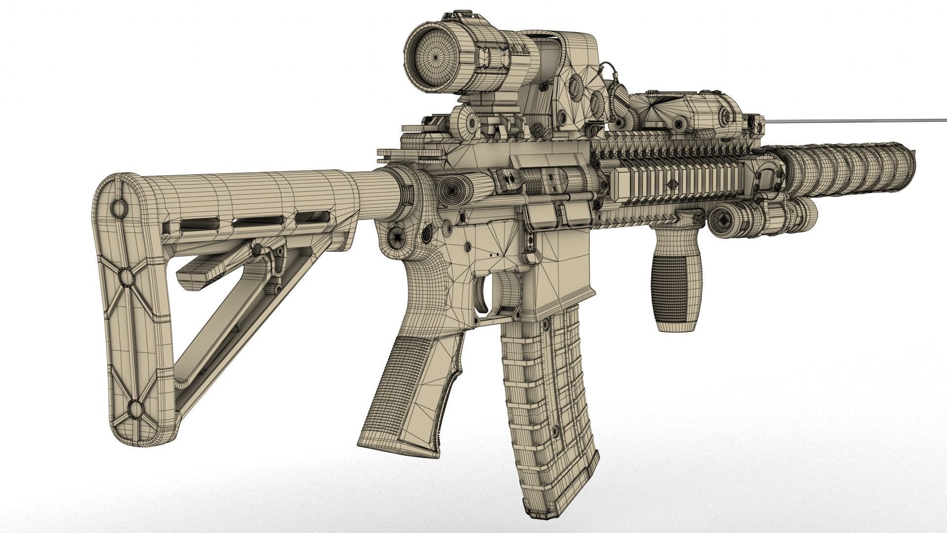 M4-A1  Low-poly 3D model_13