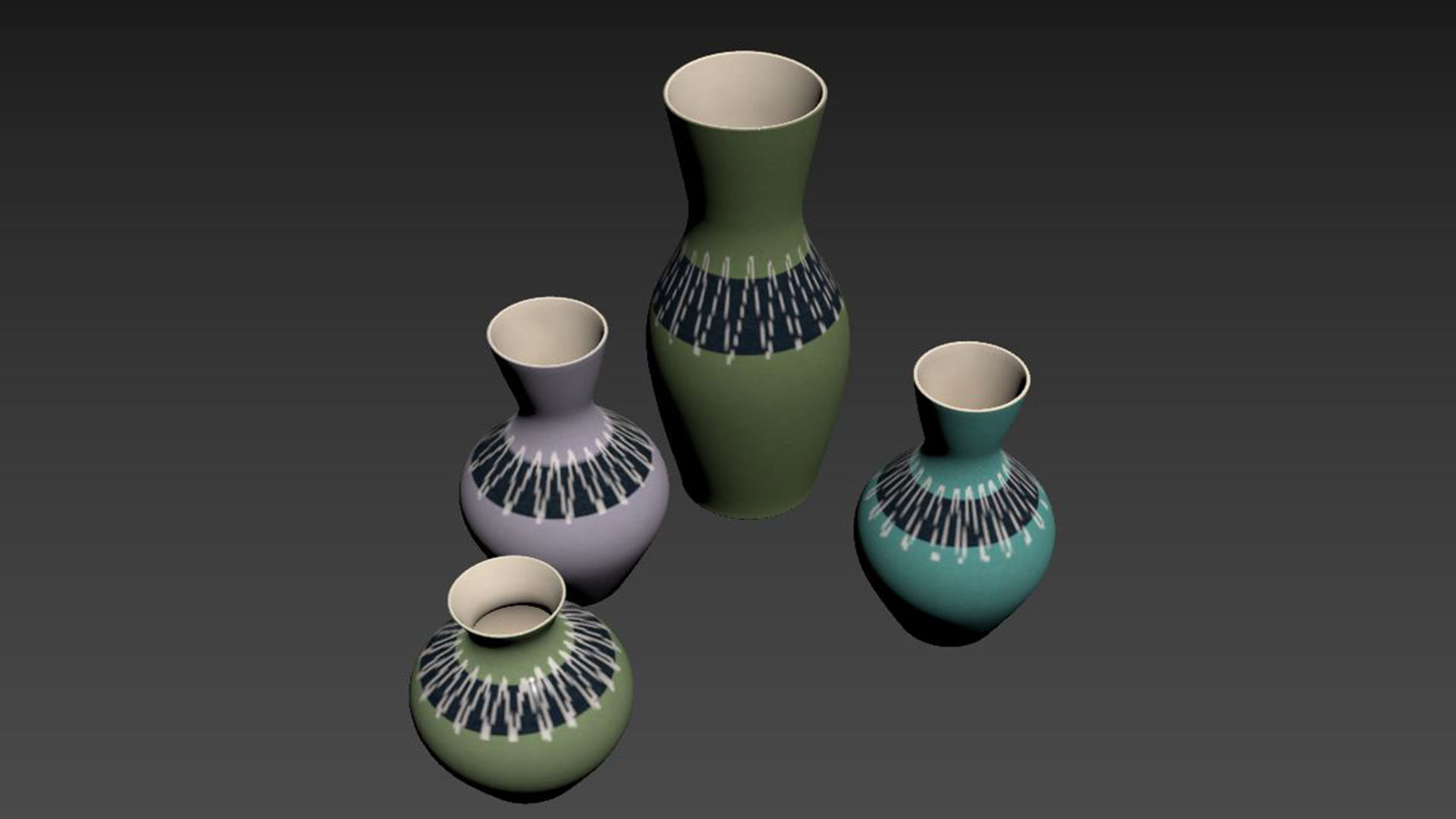 Hornsea slipware vases 3D model_4