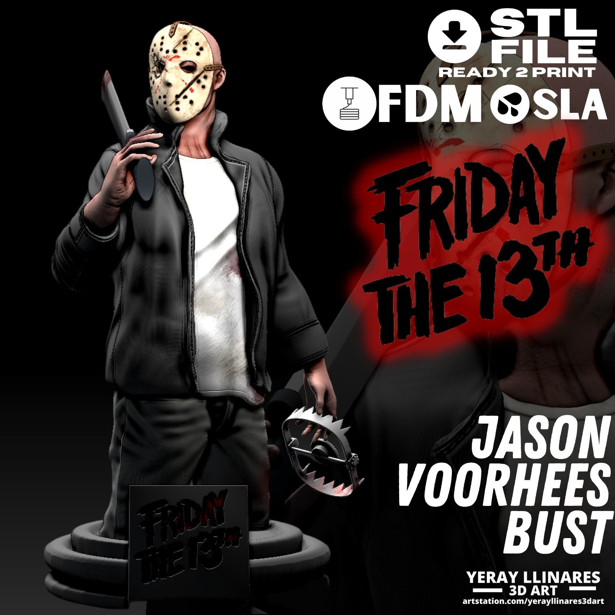 Jason Voorhees Bust - 3D Printable 3D model 3D printable | CGTrader