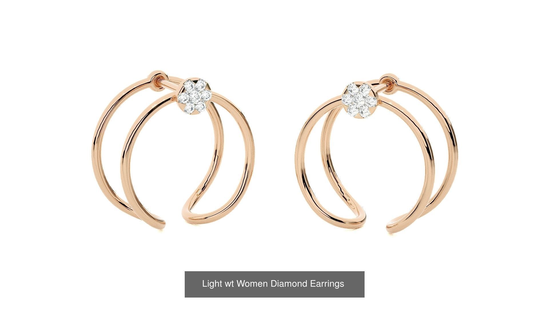 62 Light wt Women Diamond Earrings 3D print model 3D Model Collection_34
