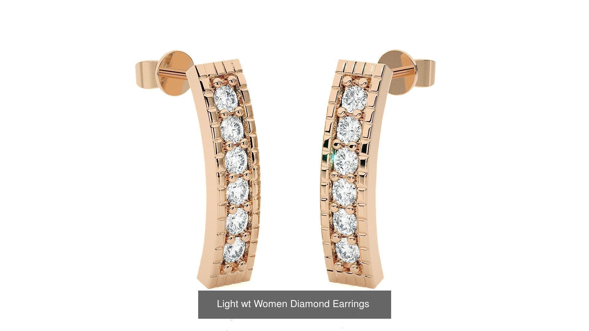 62 Light wt Women Diamond Earrings 3D print model 3D Model Collection_23