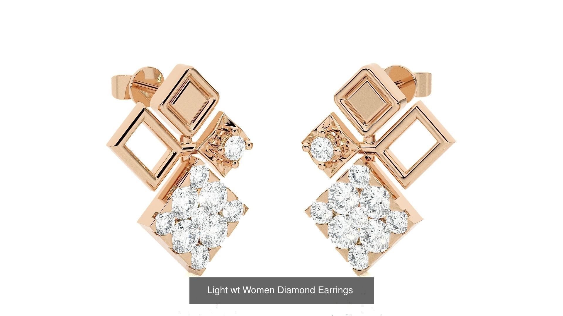 62 Light wt Women Diamond Earrings 3D print model 3D Model Collection_45