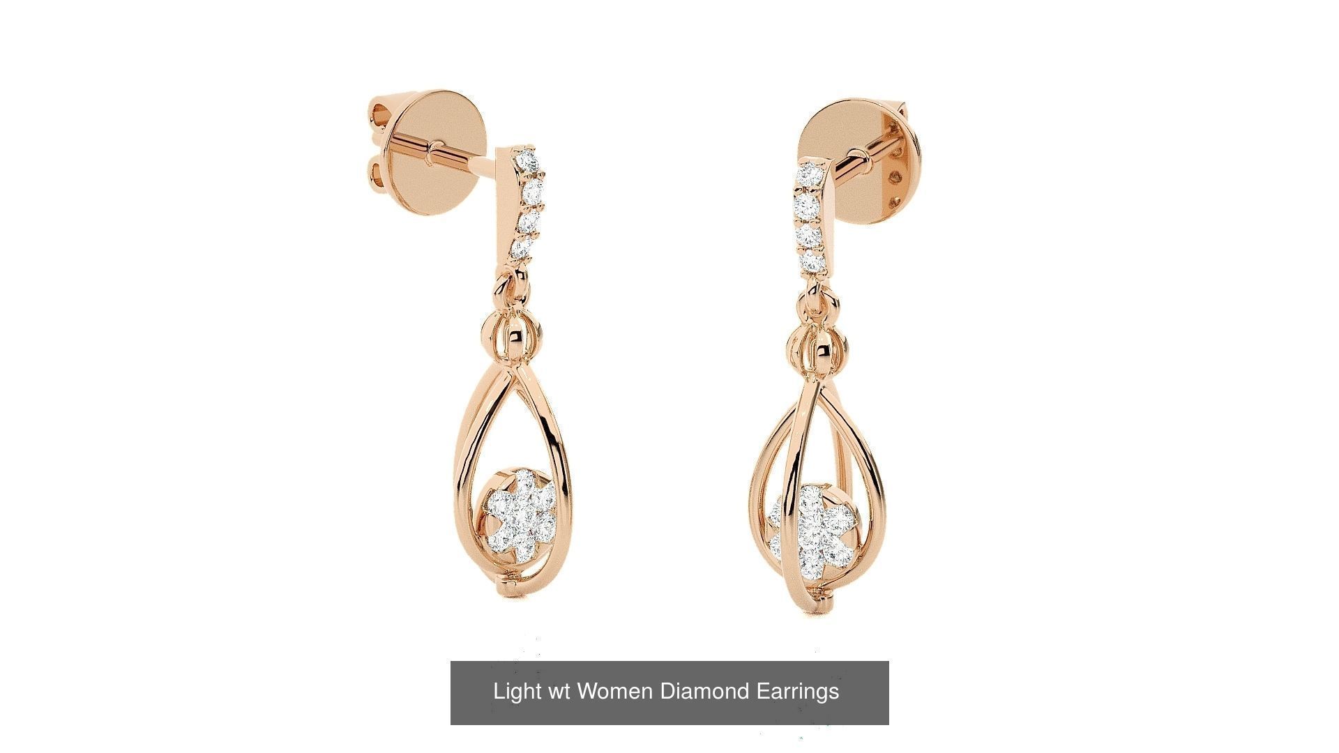 62 Light wt Women Diamond Earrings 3D print model 3D Model Collection_63
