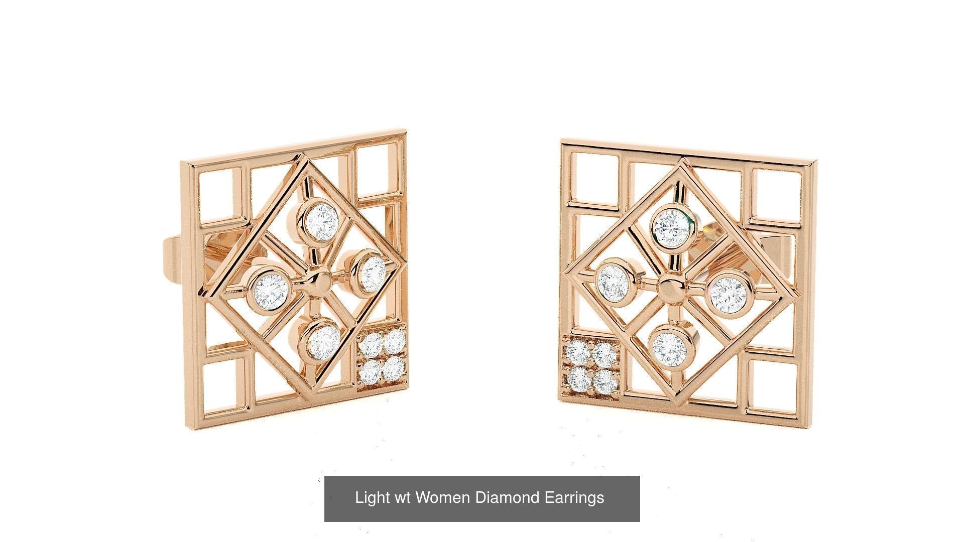 62 Light wt Women Diamond Earrings 3D print model 3D Model Collection_48