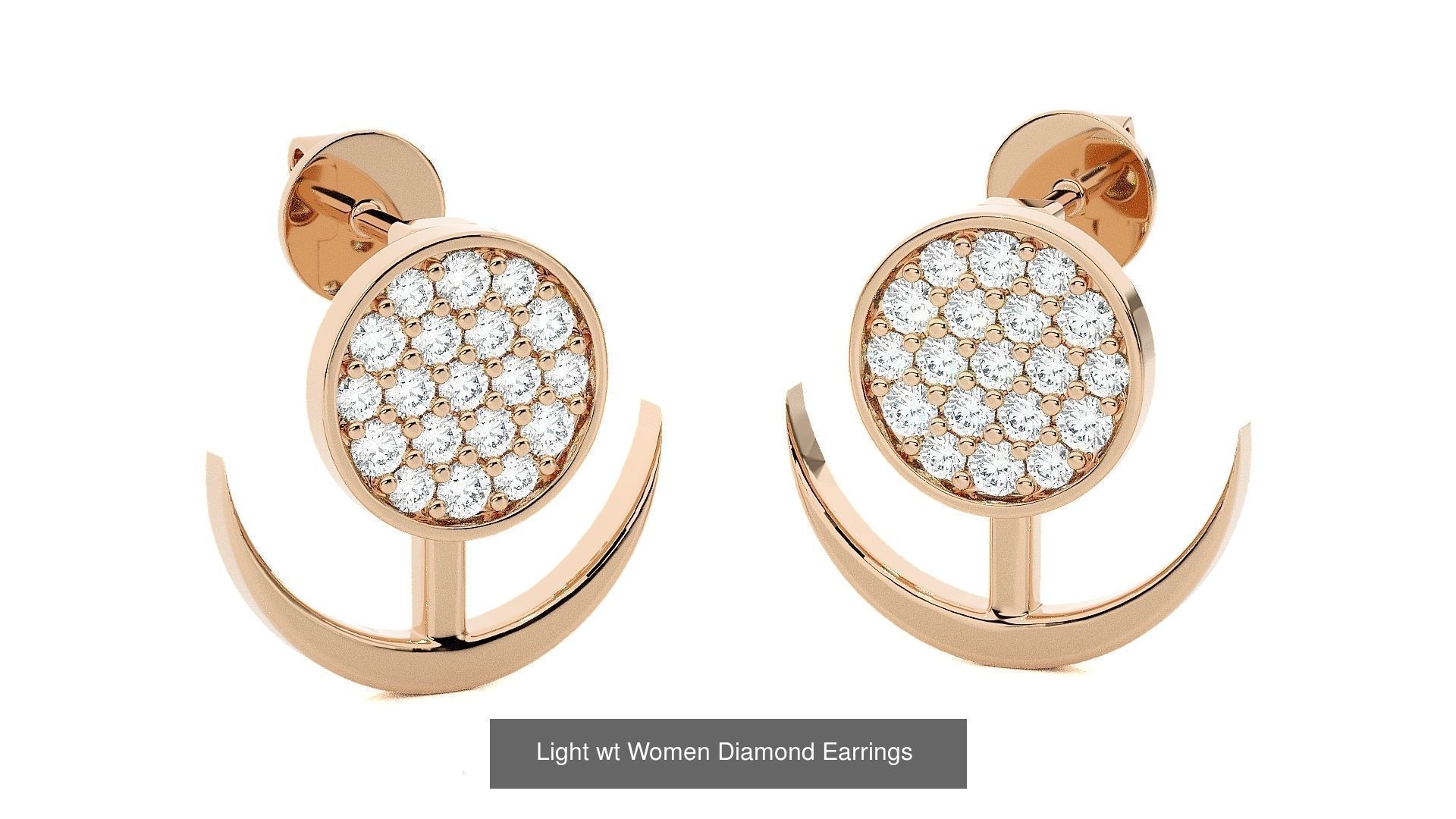 62 Light wt Women Diamond Earrings 3D print model 3D Model Collection_16