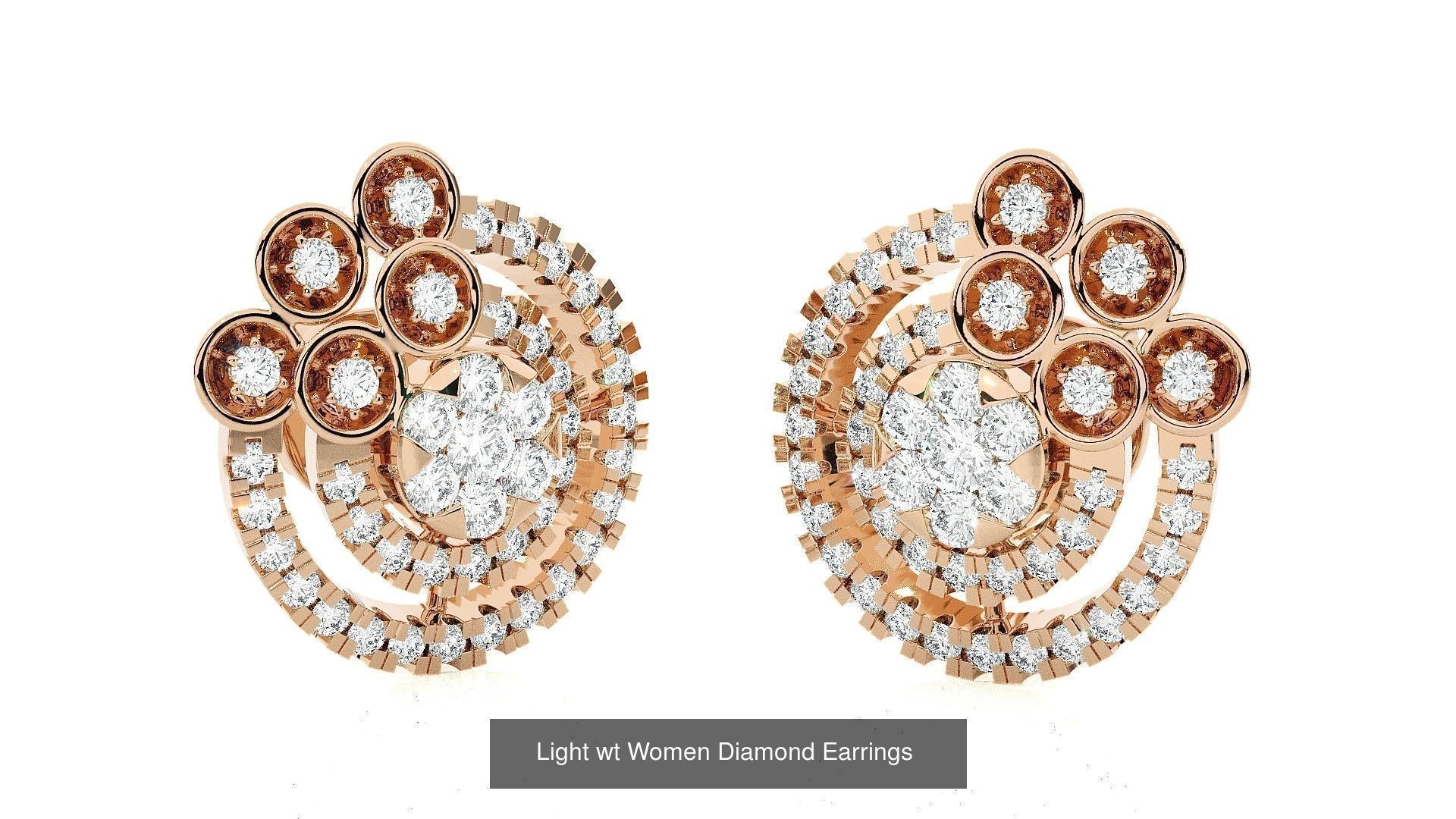 62 Light wt Women Diamond Earrings 3D print model 3D Model Collection_8