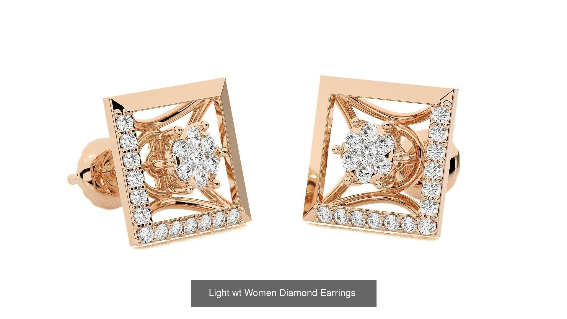 62 Light wt Women Diamond Earrings 3D print model 3D Model Collection_55
