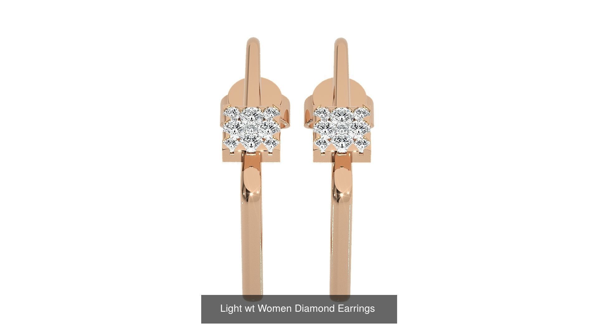 62 Light wt Women Diamond Earrings 3D print model 3D Model Collection_21