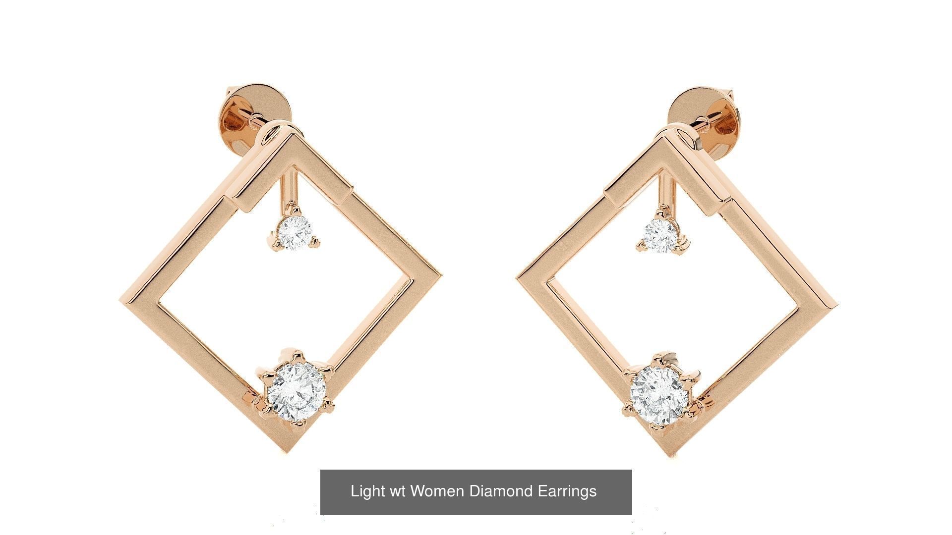 62 Light wt Women Diamond Earrings 3D print model 3D Model Collection_14