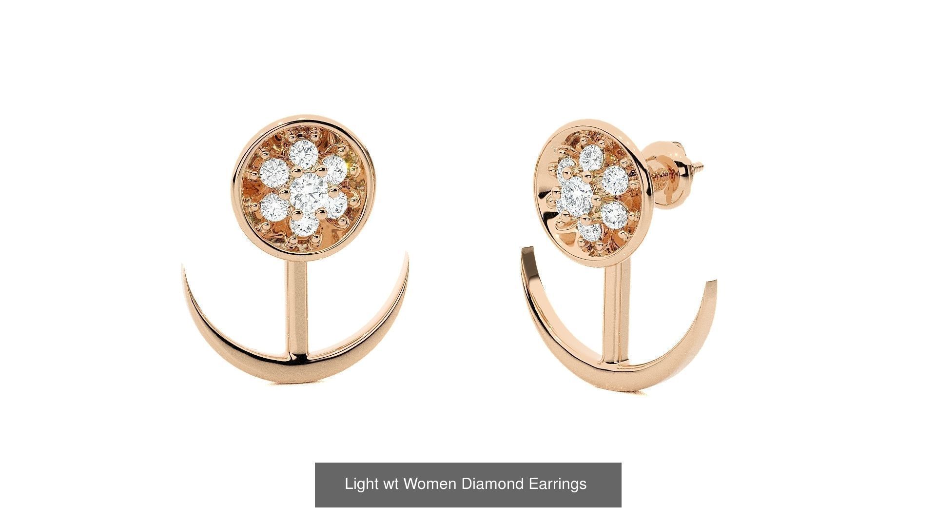 62 Light wt Women Diamond Earrings 3D print model 3D Model Collection_17